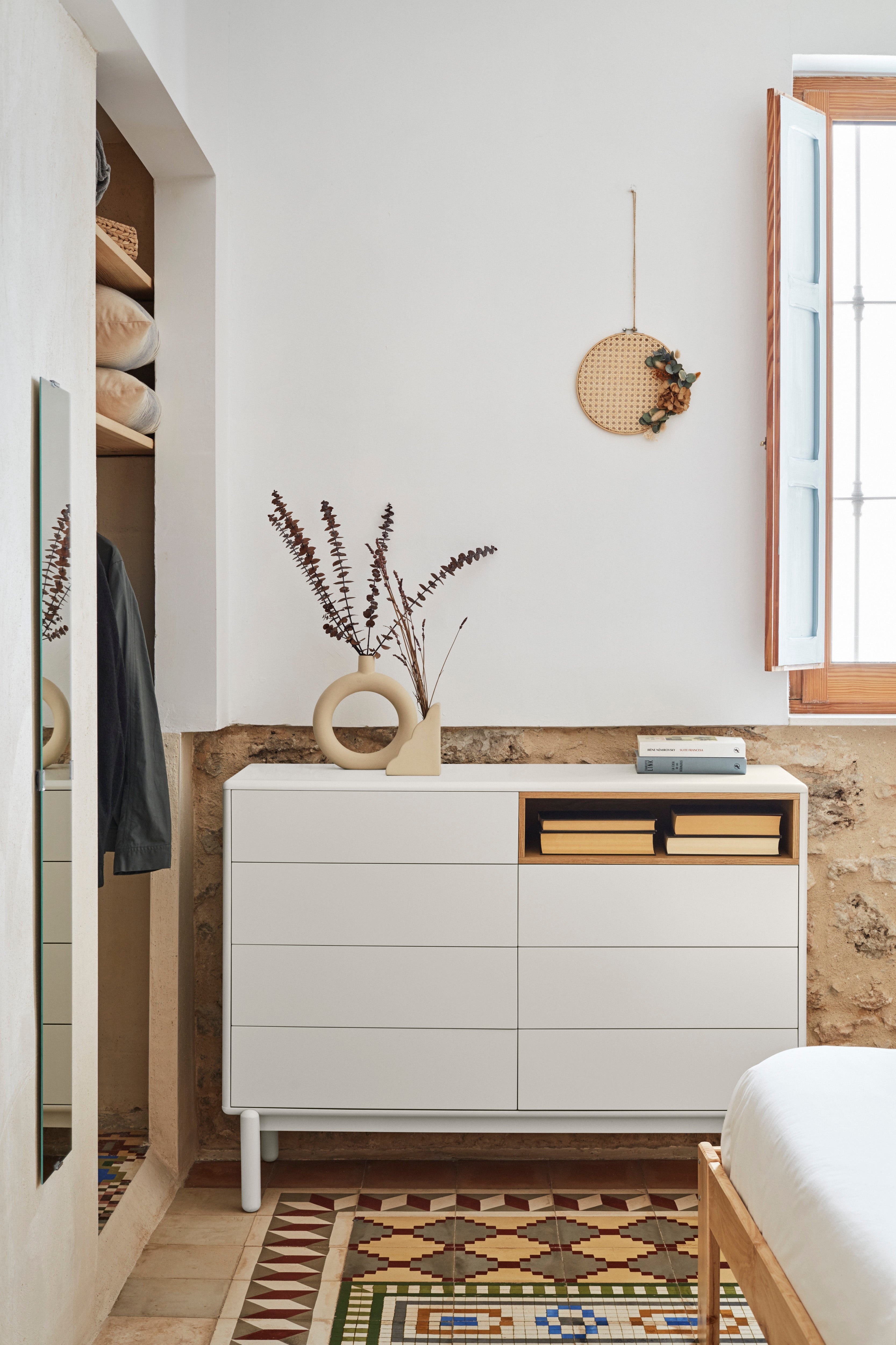 Commode 7 tiroirs 120x40 cm Corvo de Teulat crème