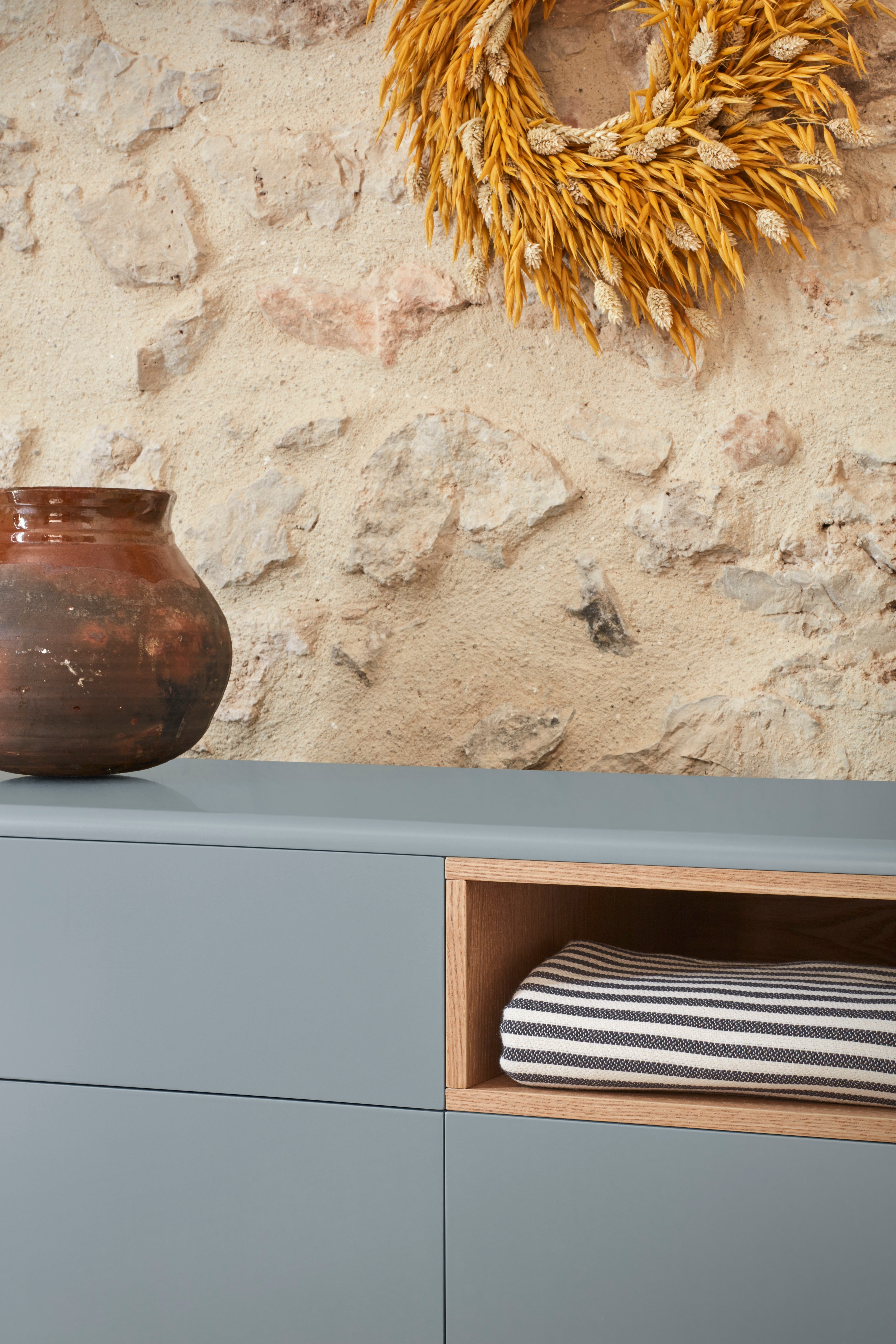 Commode 7 tiroirs 120x40 cm Corvo de Teulat gris perle