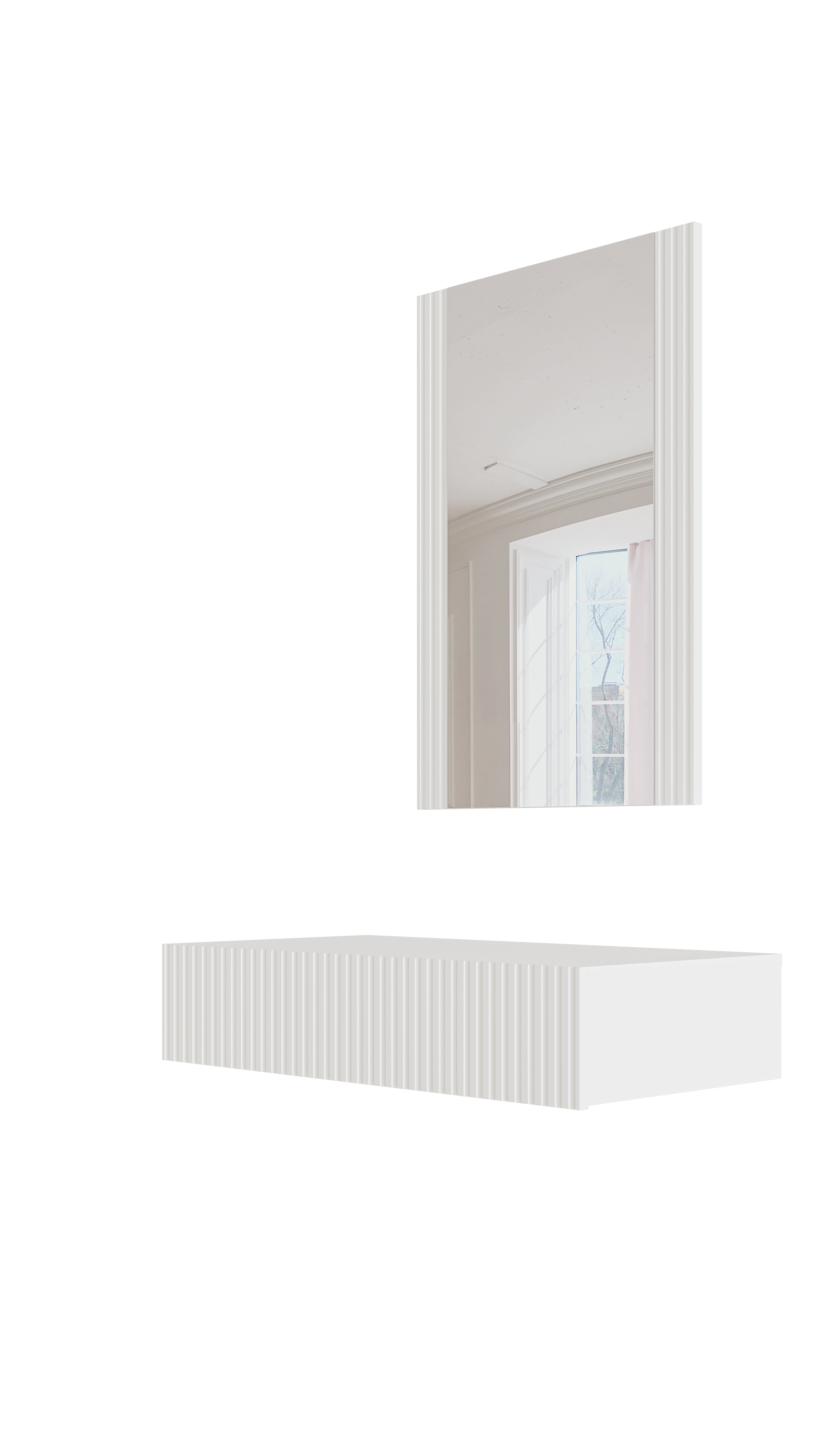 Console 1 tiroir suspendue avec miroir Bijou 80x97 cm