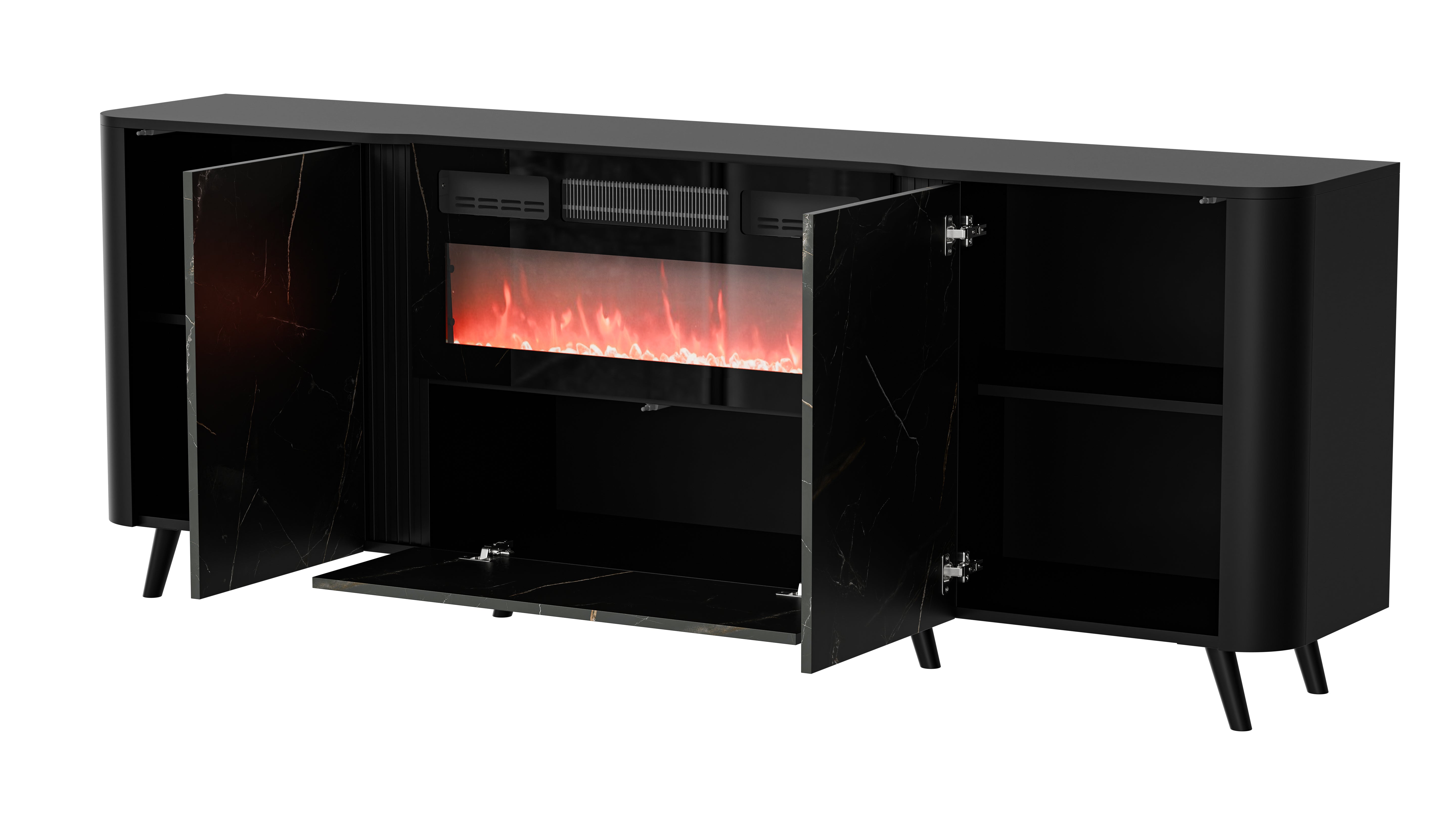 Buffet 3 portes avec cheminée intégrée Harmonie 200x75 cm