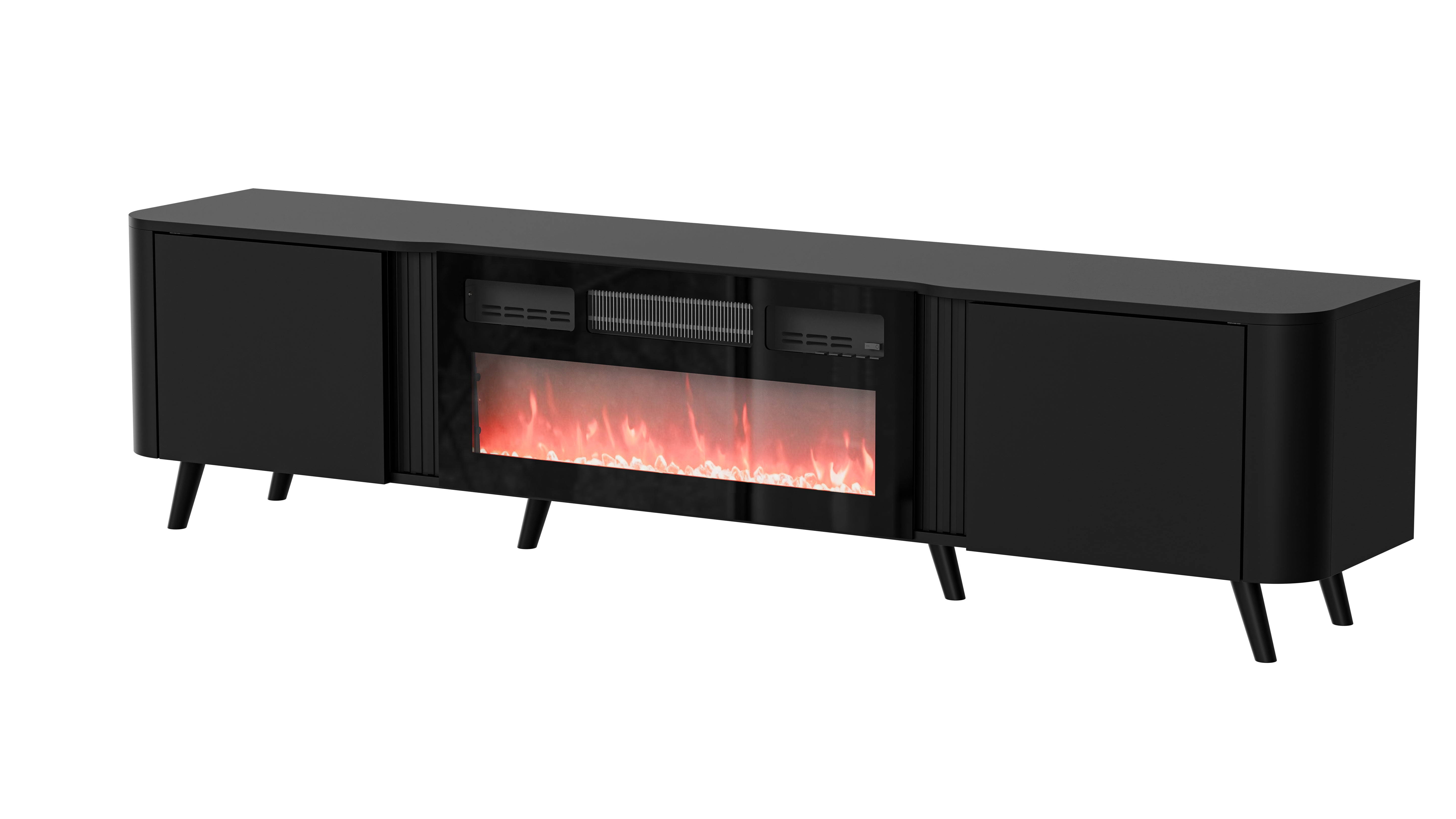 Meuble TV 2 portes avec cheminée intégrée Harmonie 200x49 cm