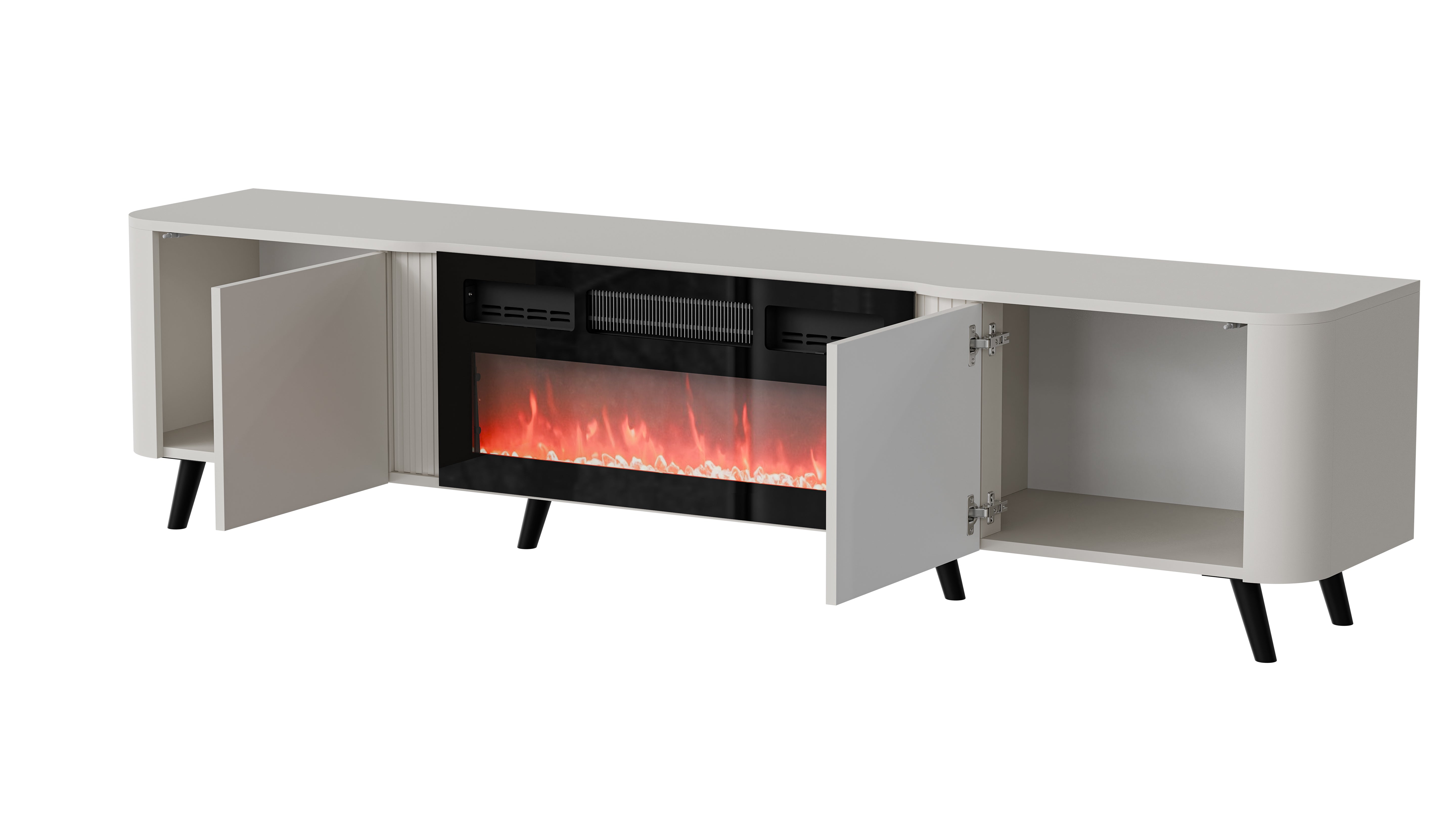 Meuble TV 2 portes avec cheminée intégrée Harmonie 200x49 cm