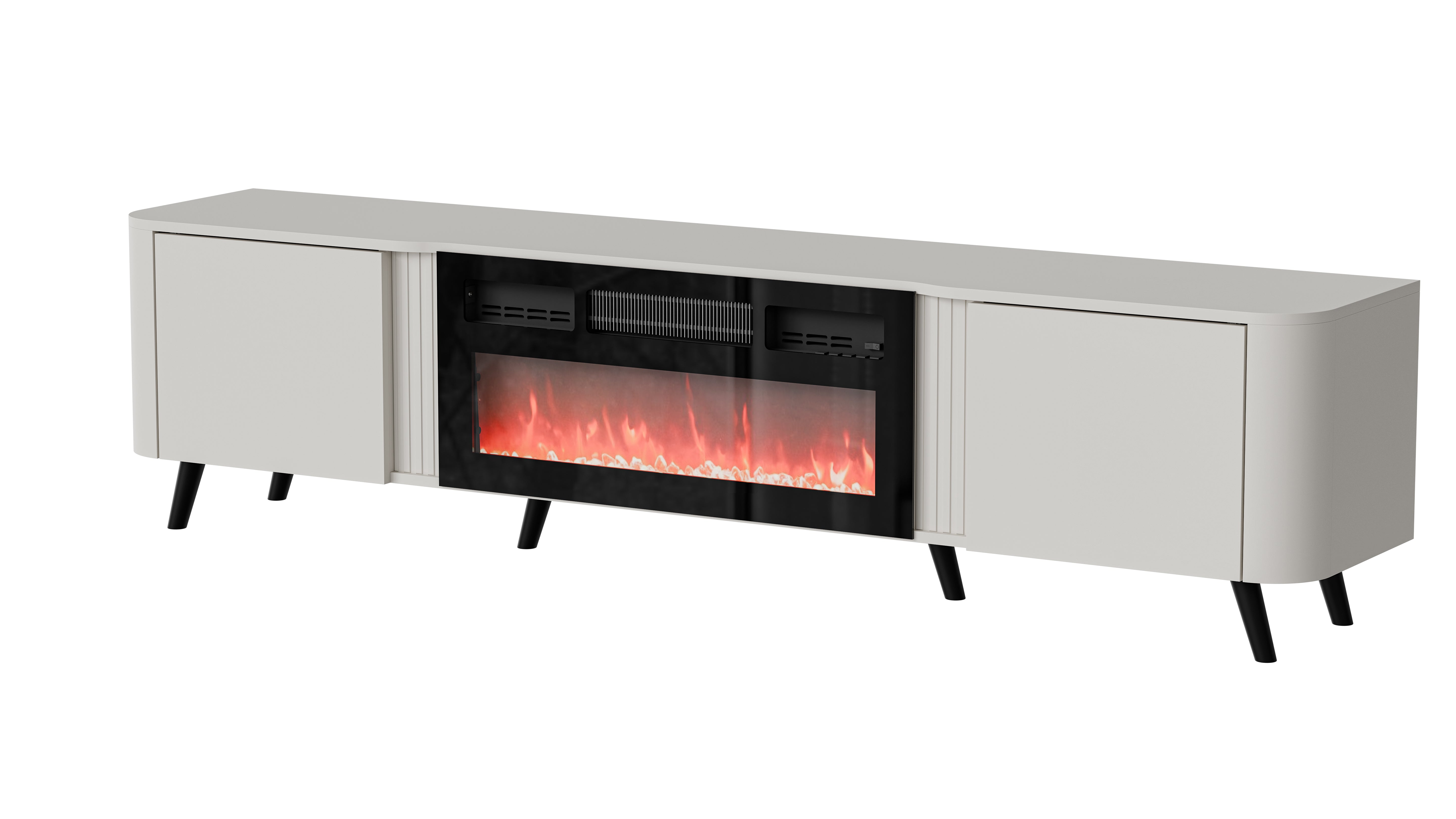 Meuble TV 2 portes avec cheminée intégrée Harmonie 200x49 cm