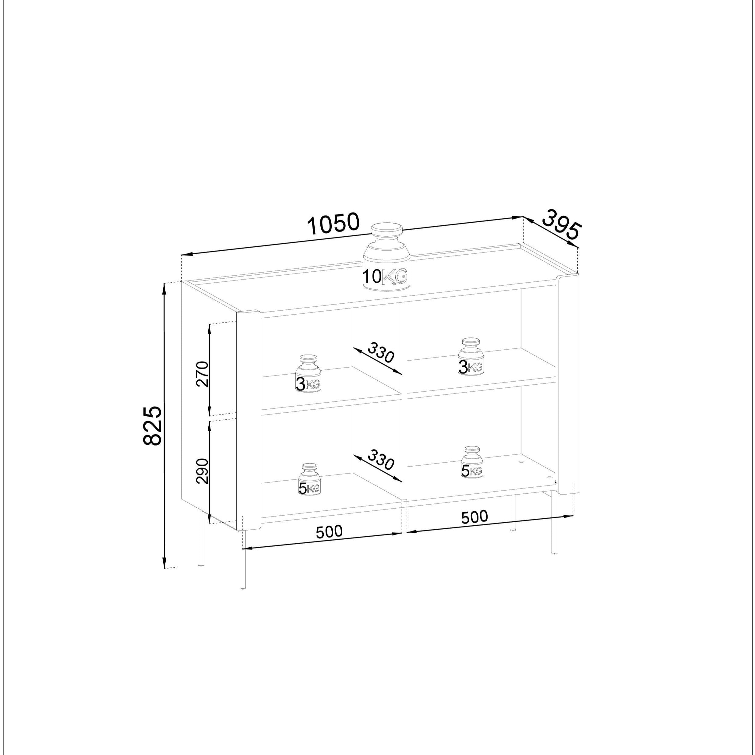 Buffet 2 portes en bois laminé noyer et cachemire Lumia 105x82 cm