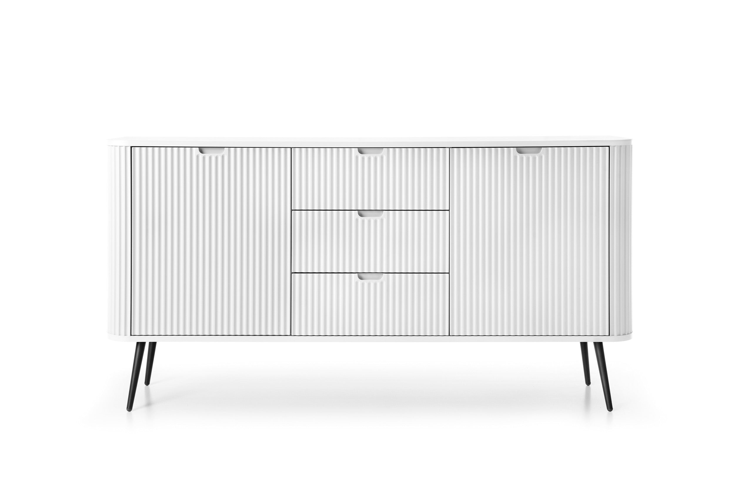 Buffet 2 portes 3 tiroirs avec pieds en métal Calisio 168x87 cm