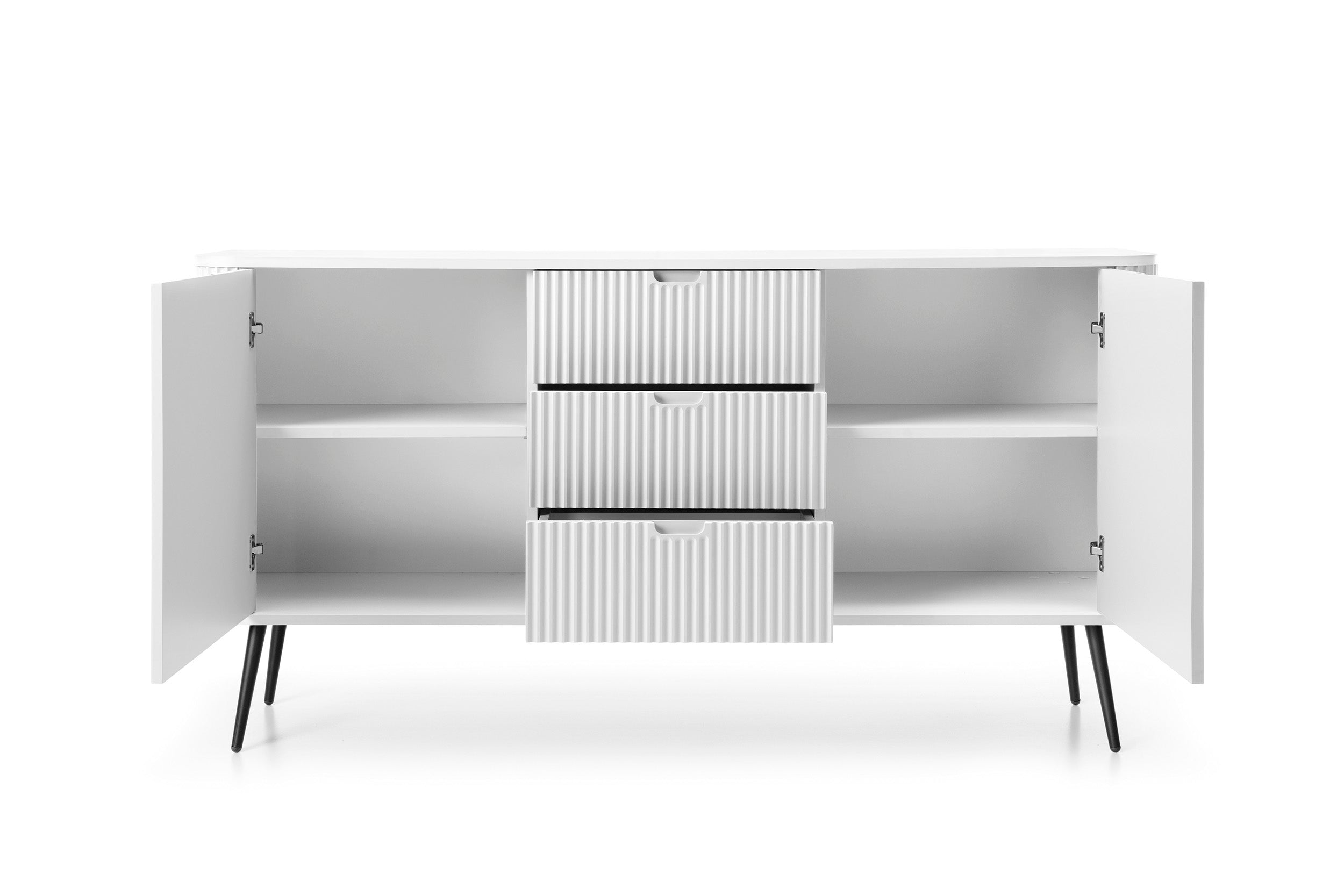 Buffet 2 portes 3 tiroirs avec pieds en métal Calisio 168x87 cm