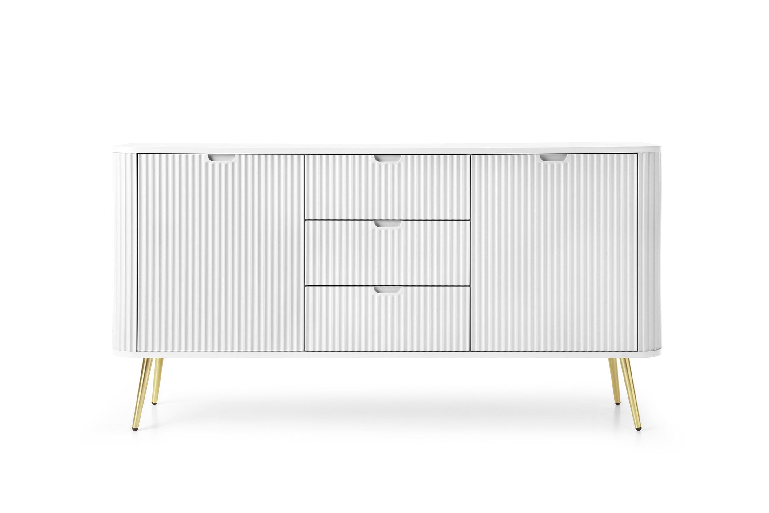 Buffet 2 portes 3 tiroirs avec pieds en métal Calisio 168x87 cm
