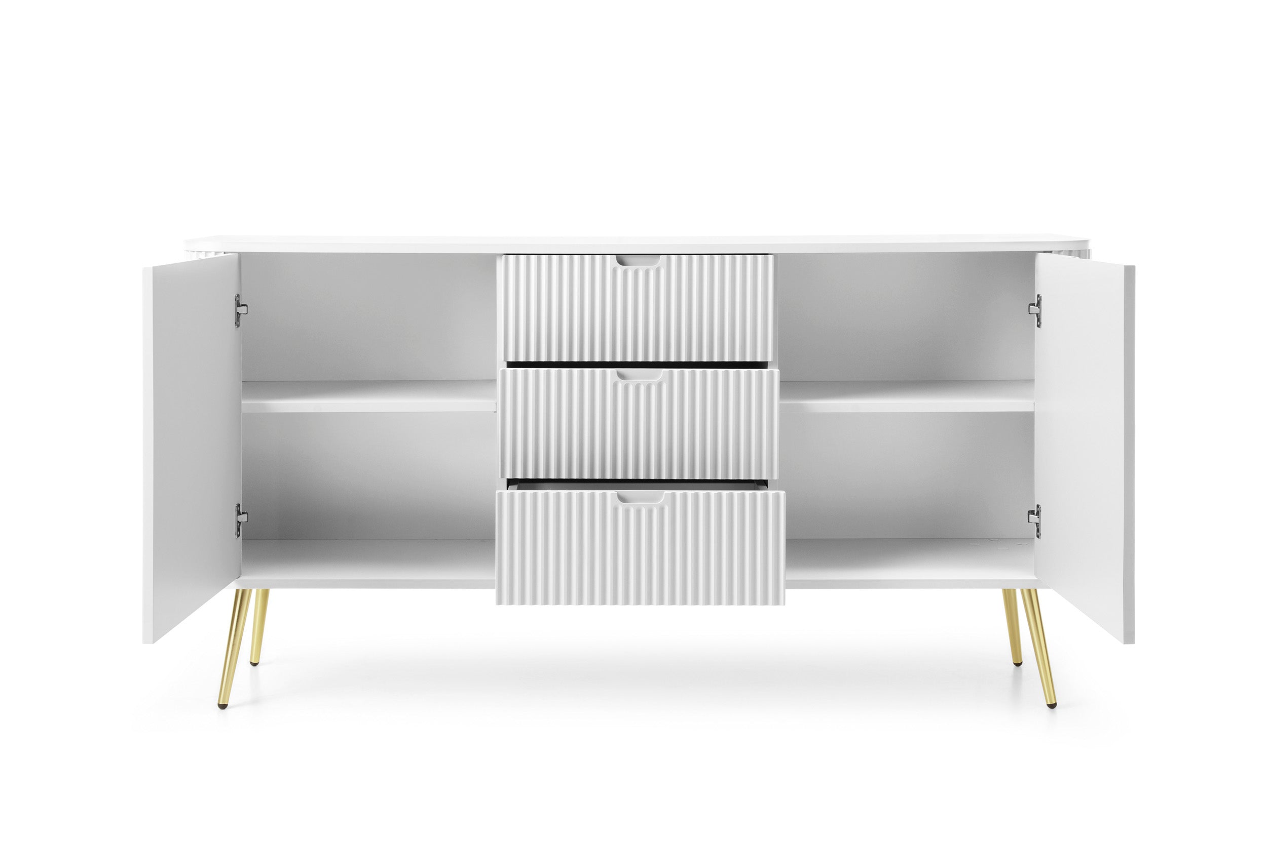 Buffet 2 portes 3 tiroirs avec pieds en métal Calisio 168x87 cm