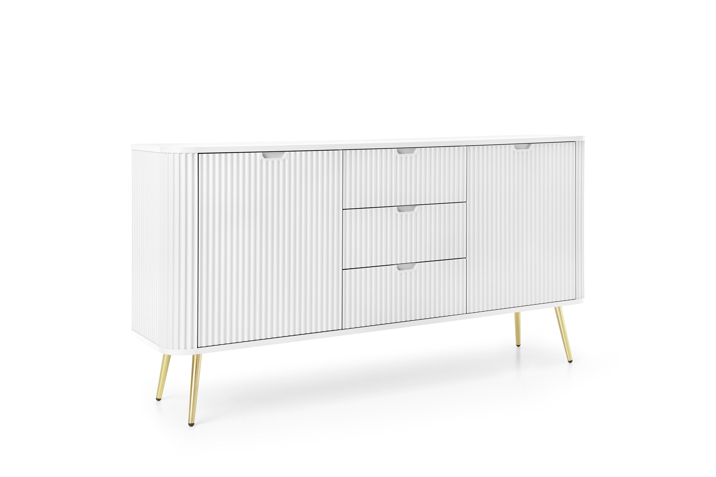 Buffet 2 portes 3 tiroirs avec pieds en métal Calisio 168x87 cm