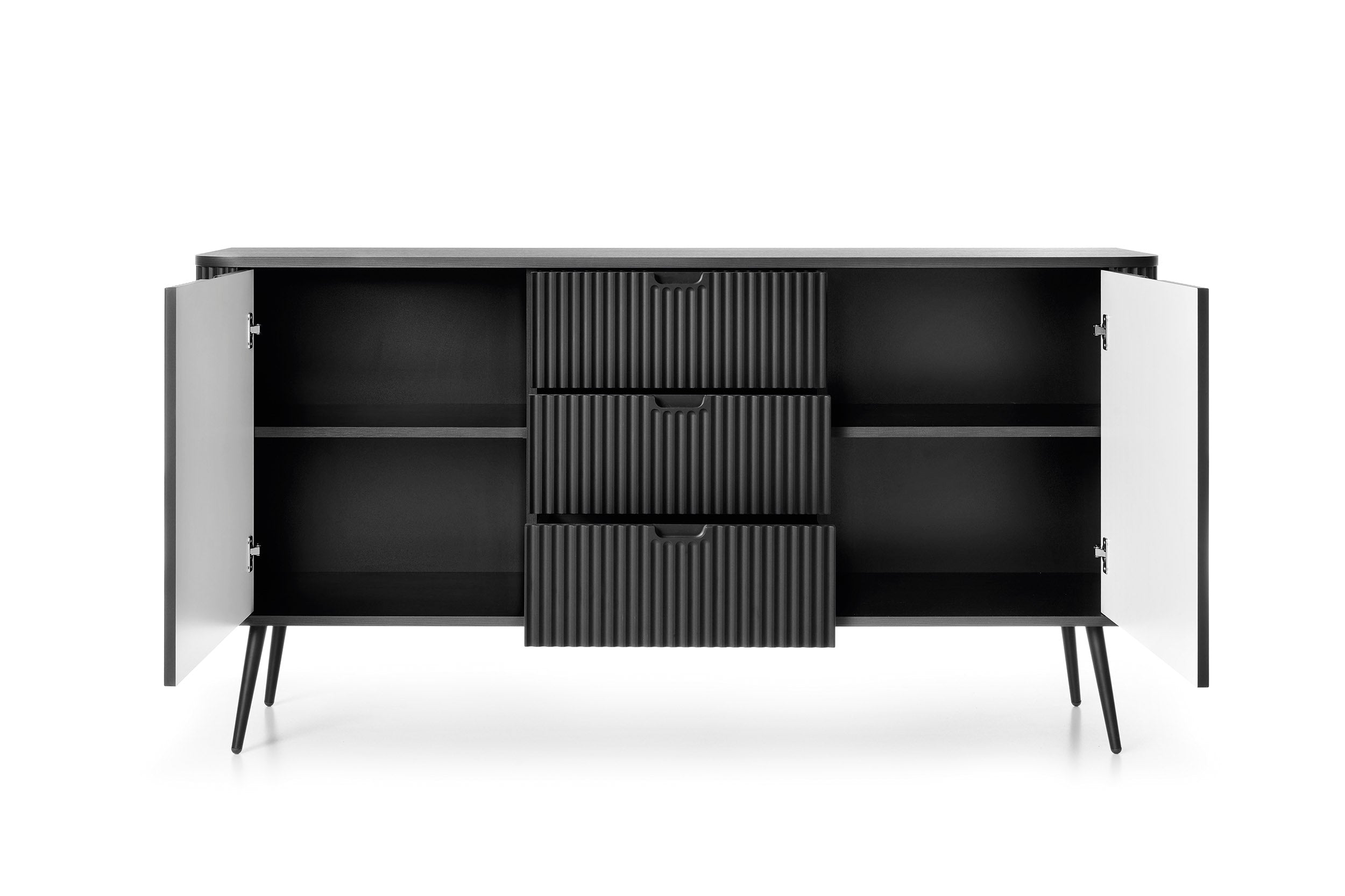 Buffet 2 portes 3 tiroirs avec pieds en métal Calisio 168x87 cm