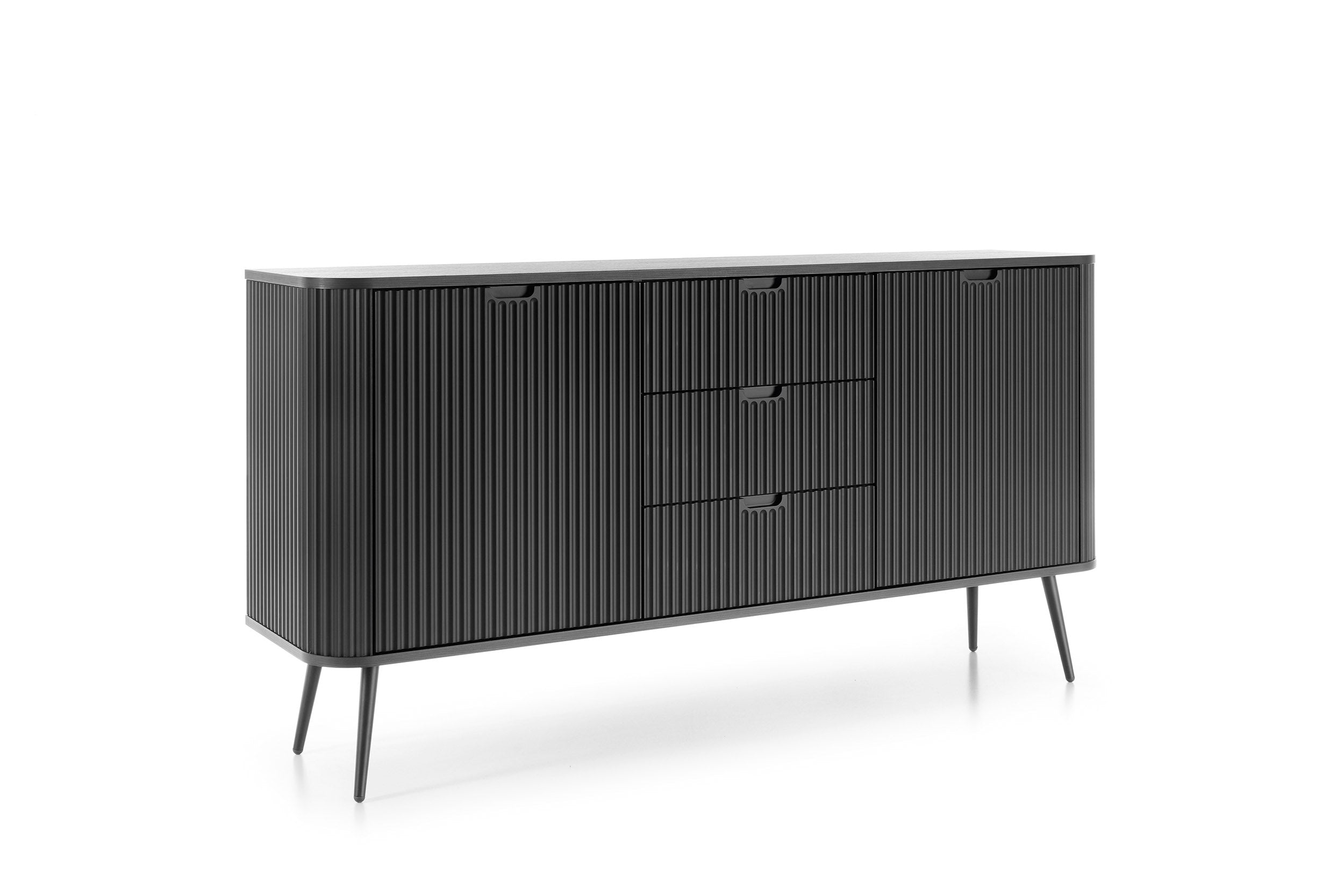 Buffet 2 portes 3 tiroirs avec pieds en métal Calisio 168x87 cm