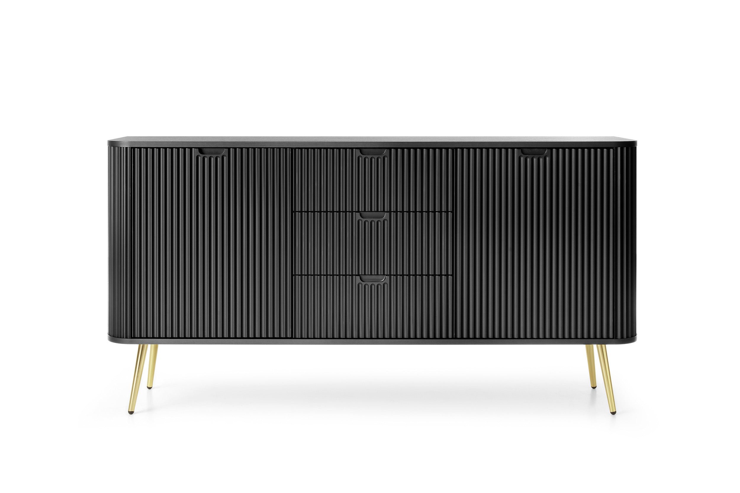 Buffet 2 portes 3 tiroirs avec pieds en métal Calisio 168x87 cm