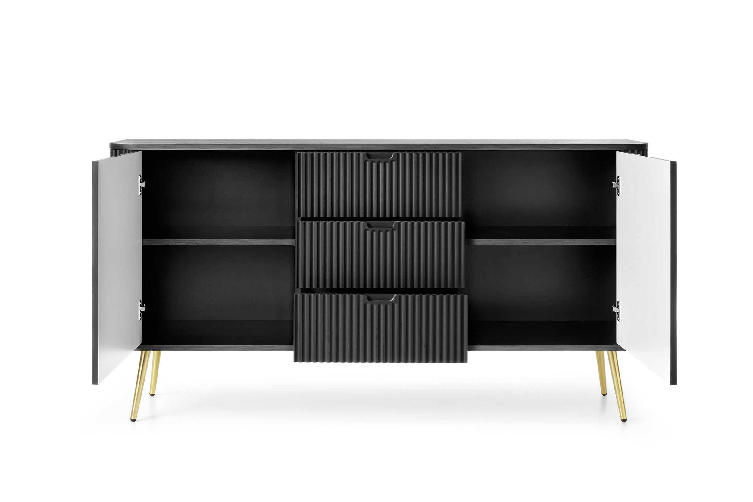 Buffet 2 portes 3 tiroirs avec pieds en métal Calisio 168x87 cm