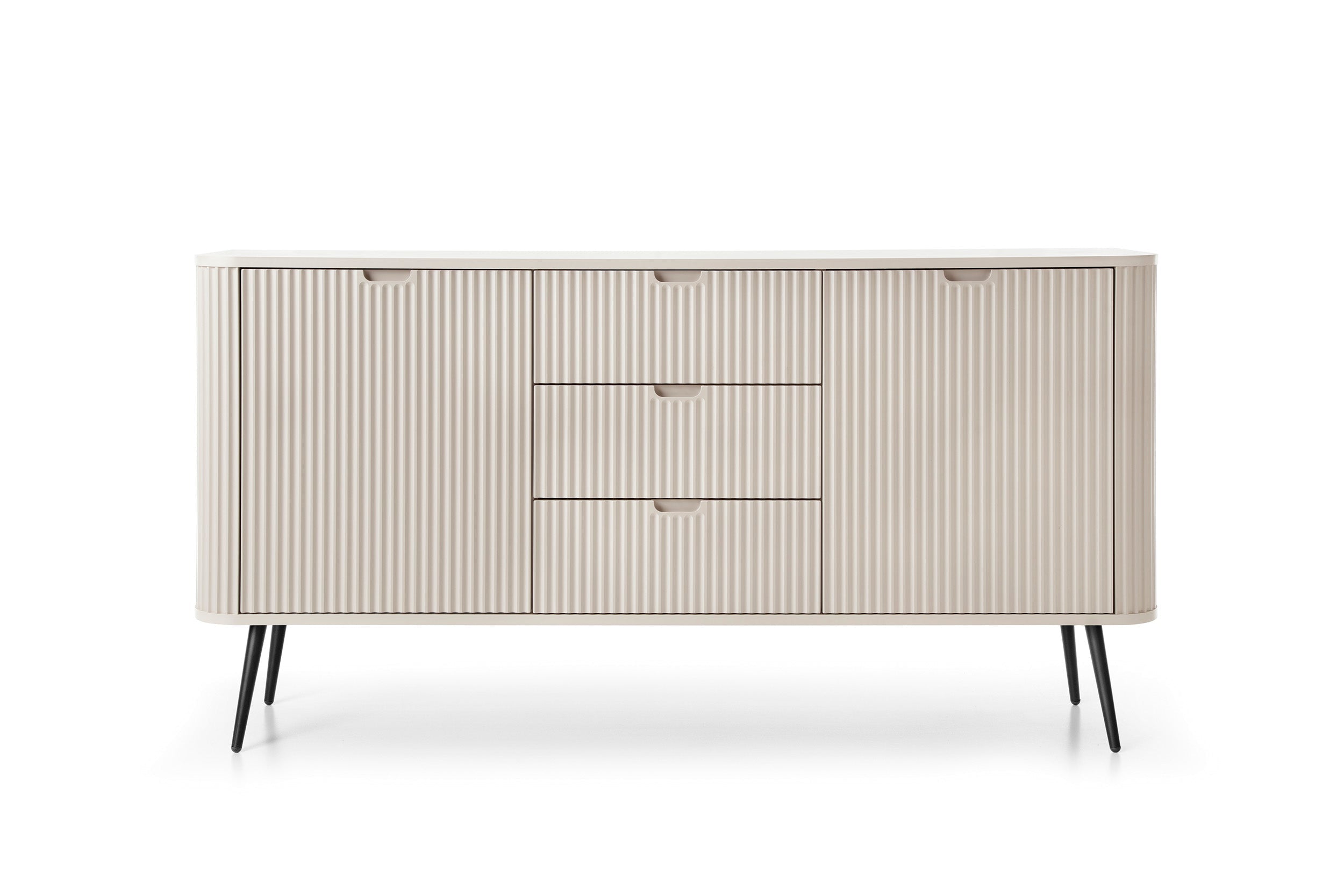 Buffet 2 portes 3 tiroirs avec pieds en métal Calisio 168x87 cm