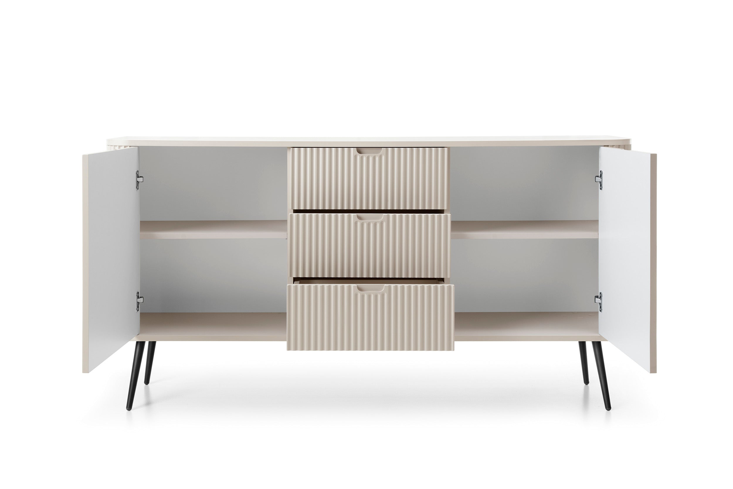 Buffet 2 portes 3 tiroirs avec pieds en métal Calisio 168x87 cm
