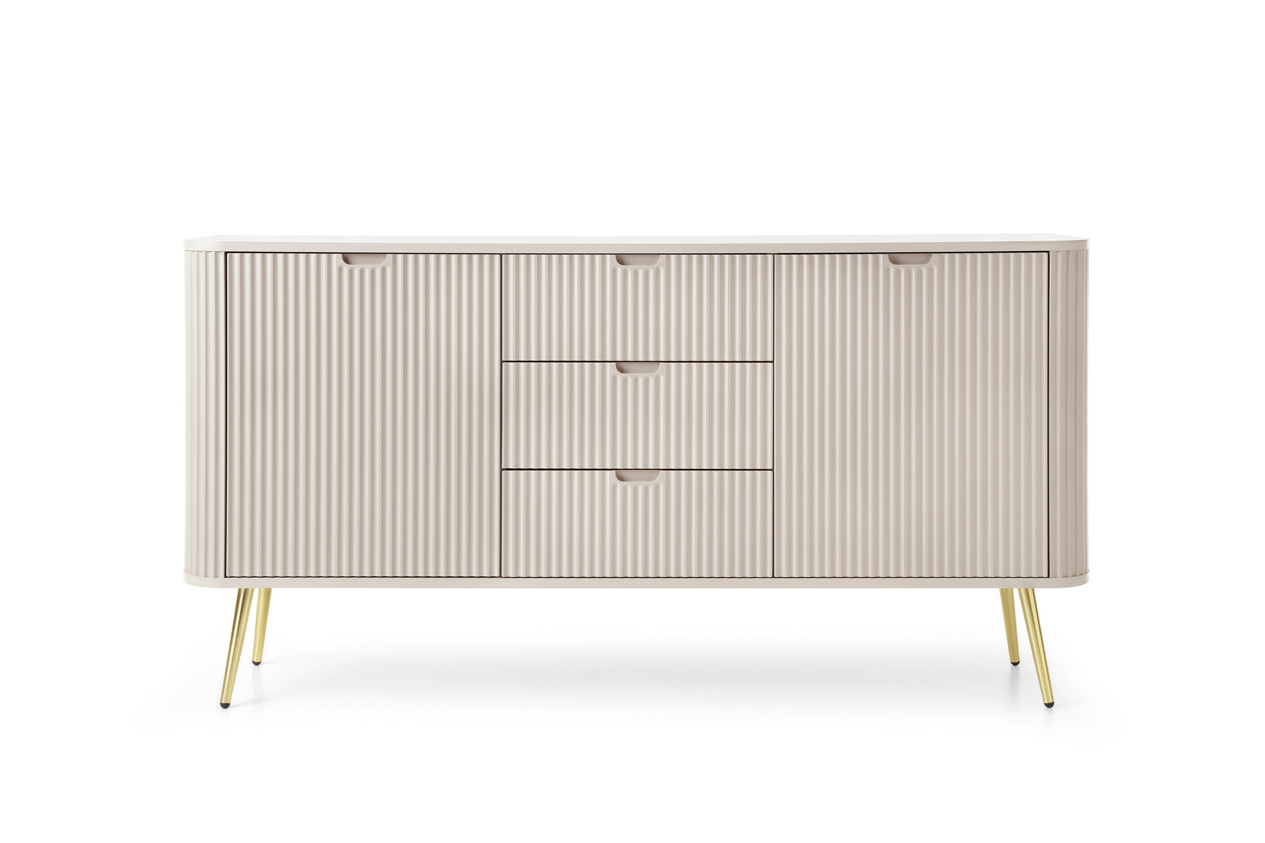 Buffet 2 portes 3 tiroirs avec pieds en métal Calisio 168x87 cm