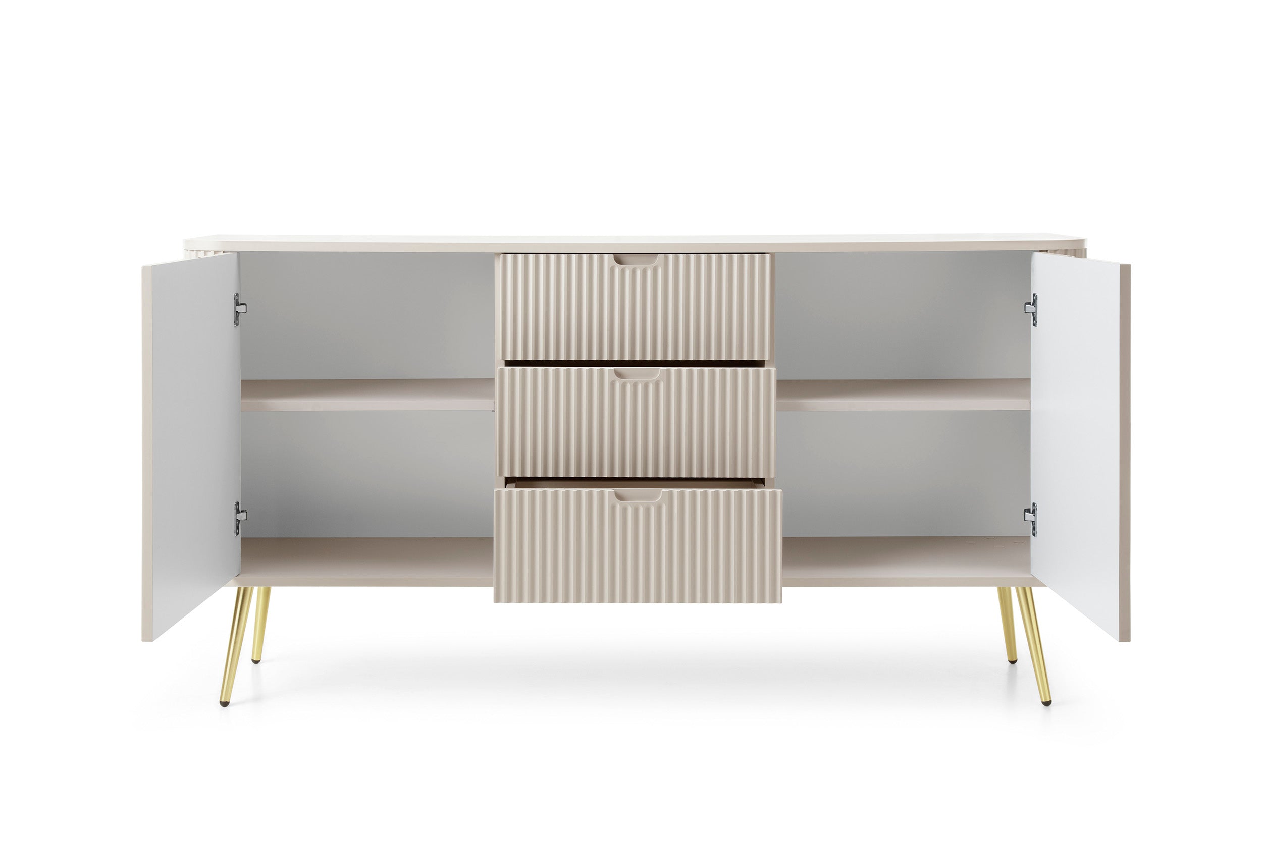 Buffet 2 portes 3 tiroirs avec pieds en métal Calisio 168x87 cm