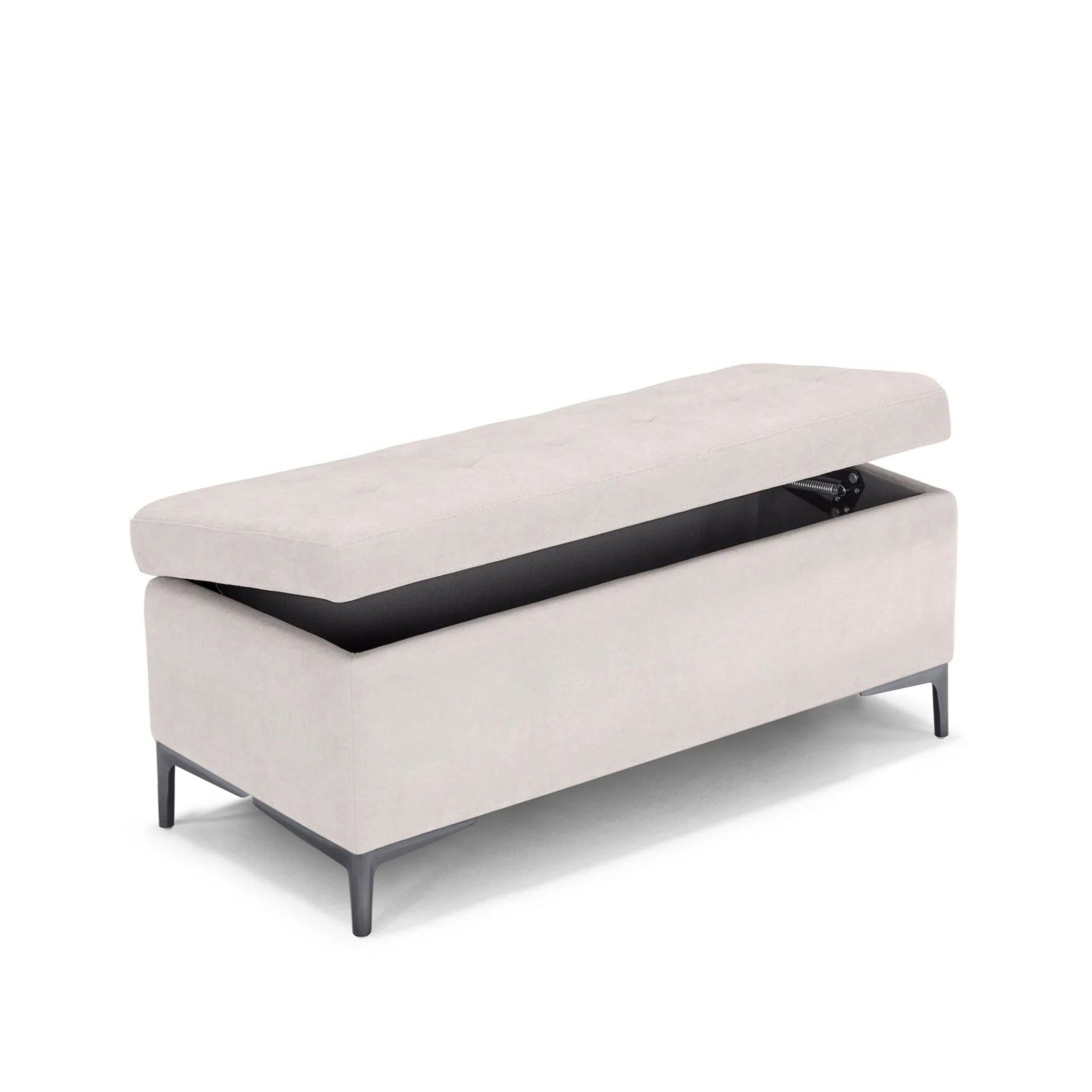 Banc CORBARA 110x50 cm rangement Made in Italy matelassé en tissu chenille beige