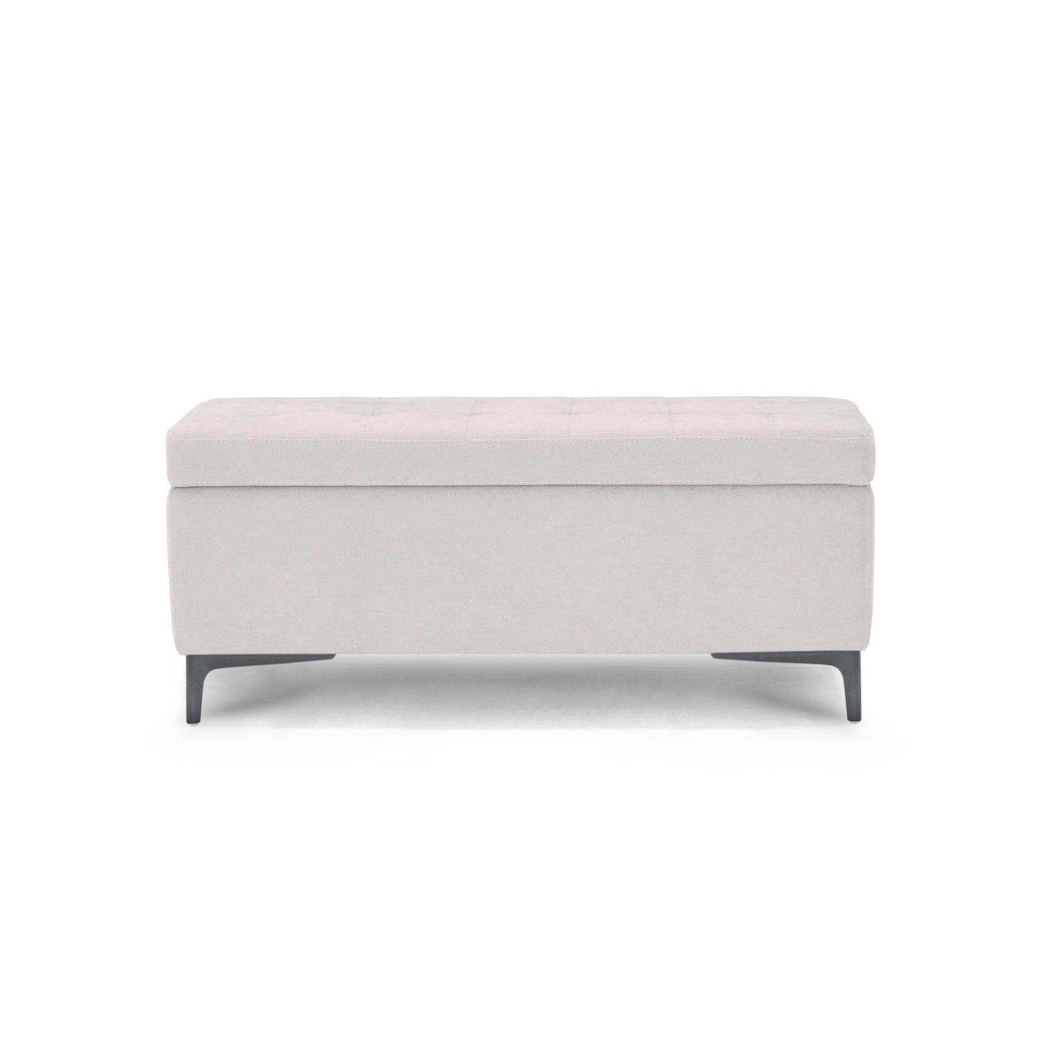 Banc CORBARA 110x50 cm rangement Made in Italy matelassé en tissu chenille beige