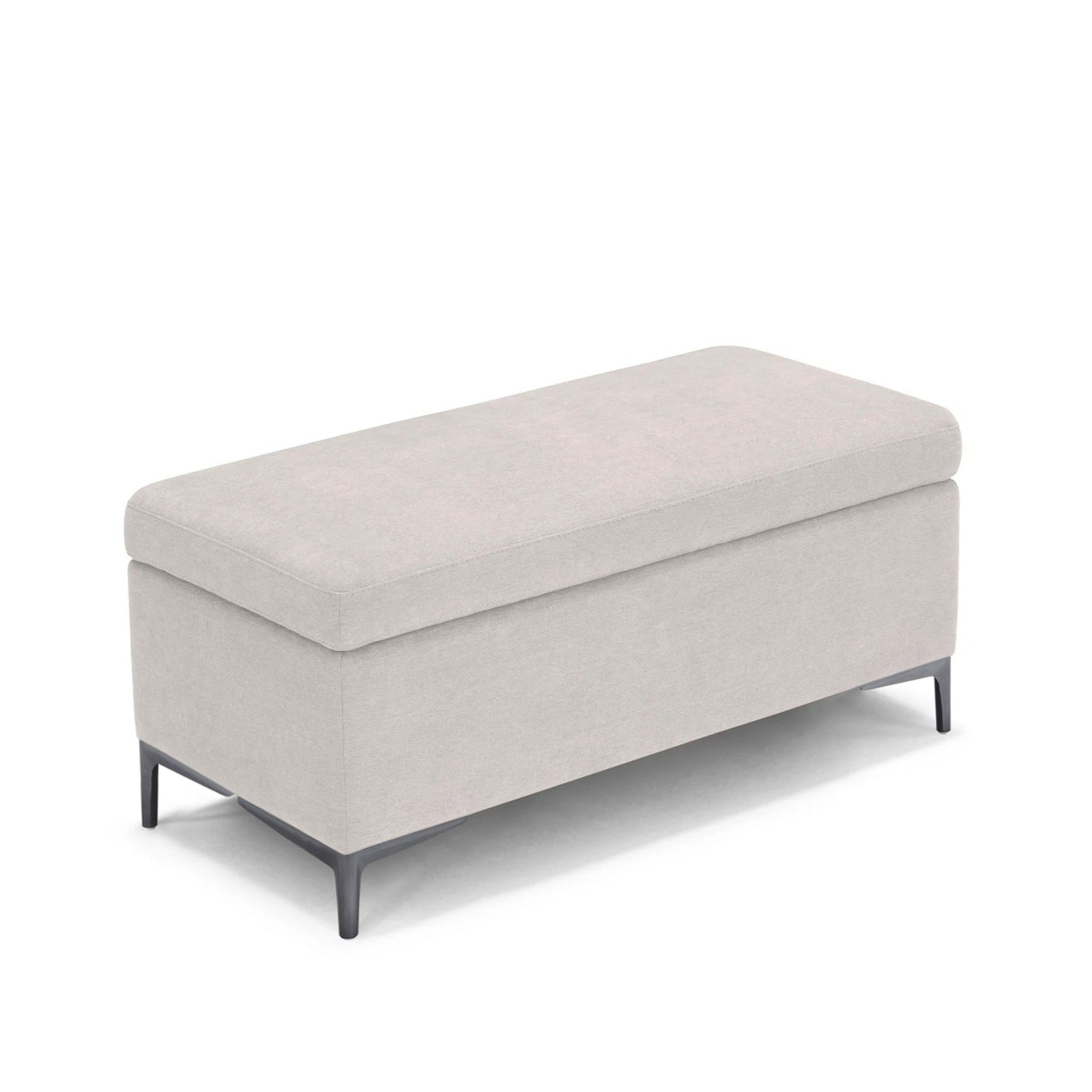 Banc AVIGLIANA 110x50 cm rangement Made in Italy en tissu chenille beige