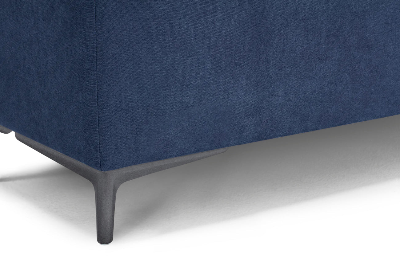 Banc CORBARA 110x50 cm rangement Made in Italy matelassé en tissu chenille bleu