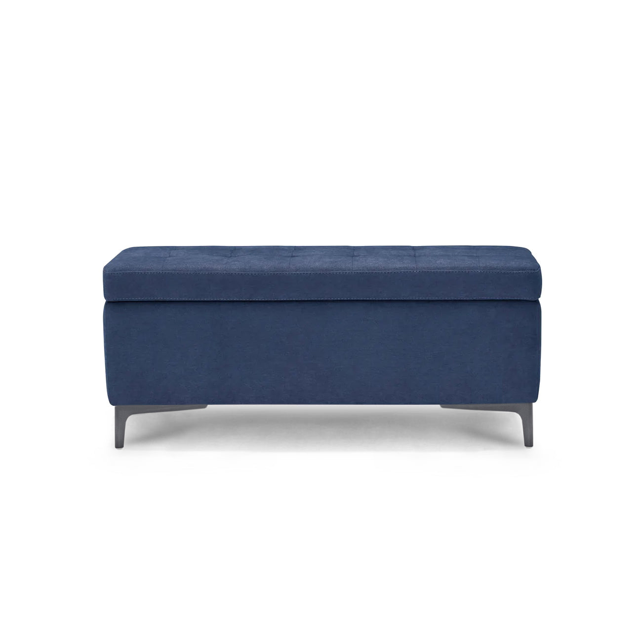 Banc CORBARA 110x50 cm rangement Made in Italy matelassé en tissu chenille bleu