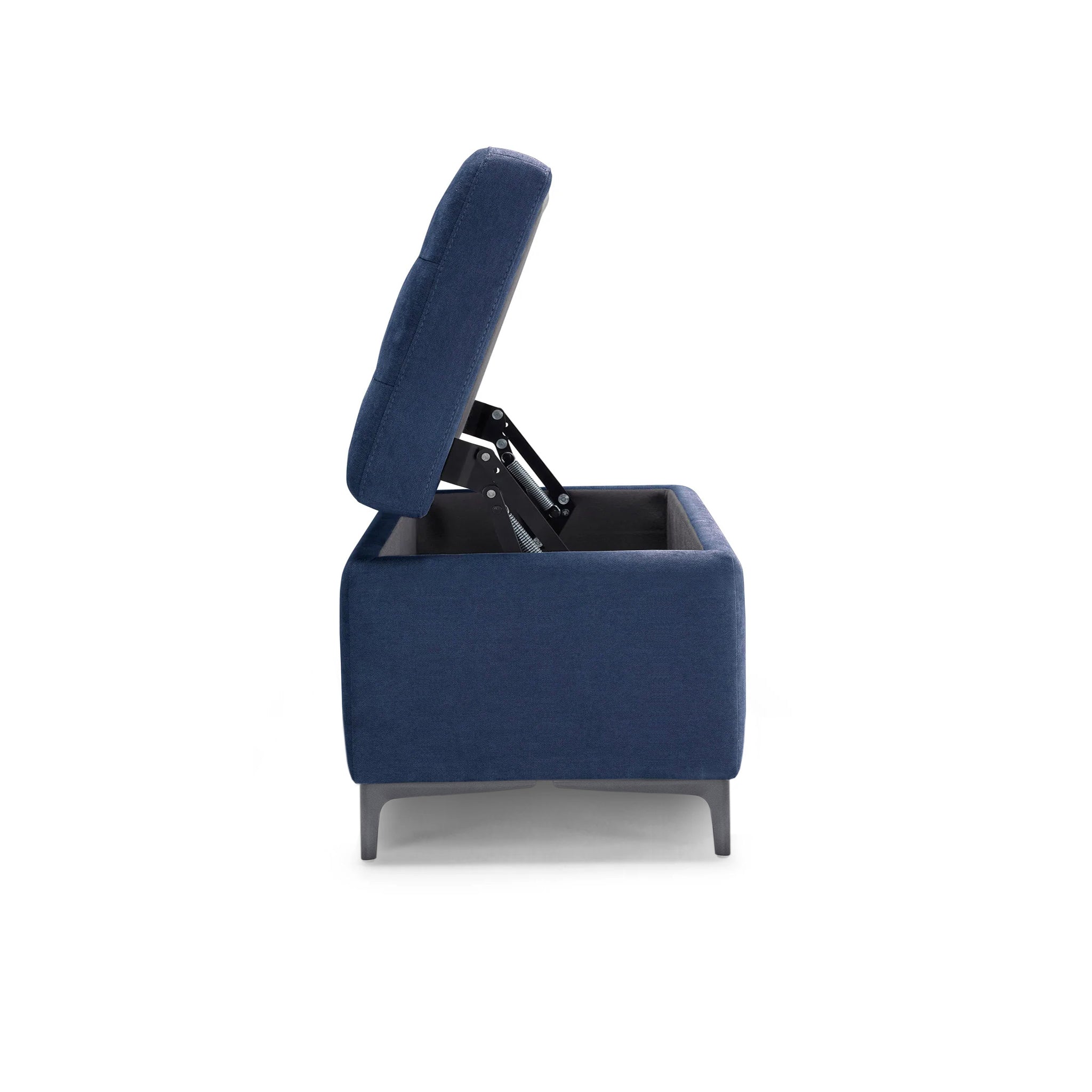 Banc CORBARA 110x50 cm rangement Made in Italy matelassé en tissu chenille bleu