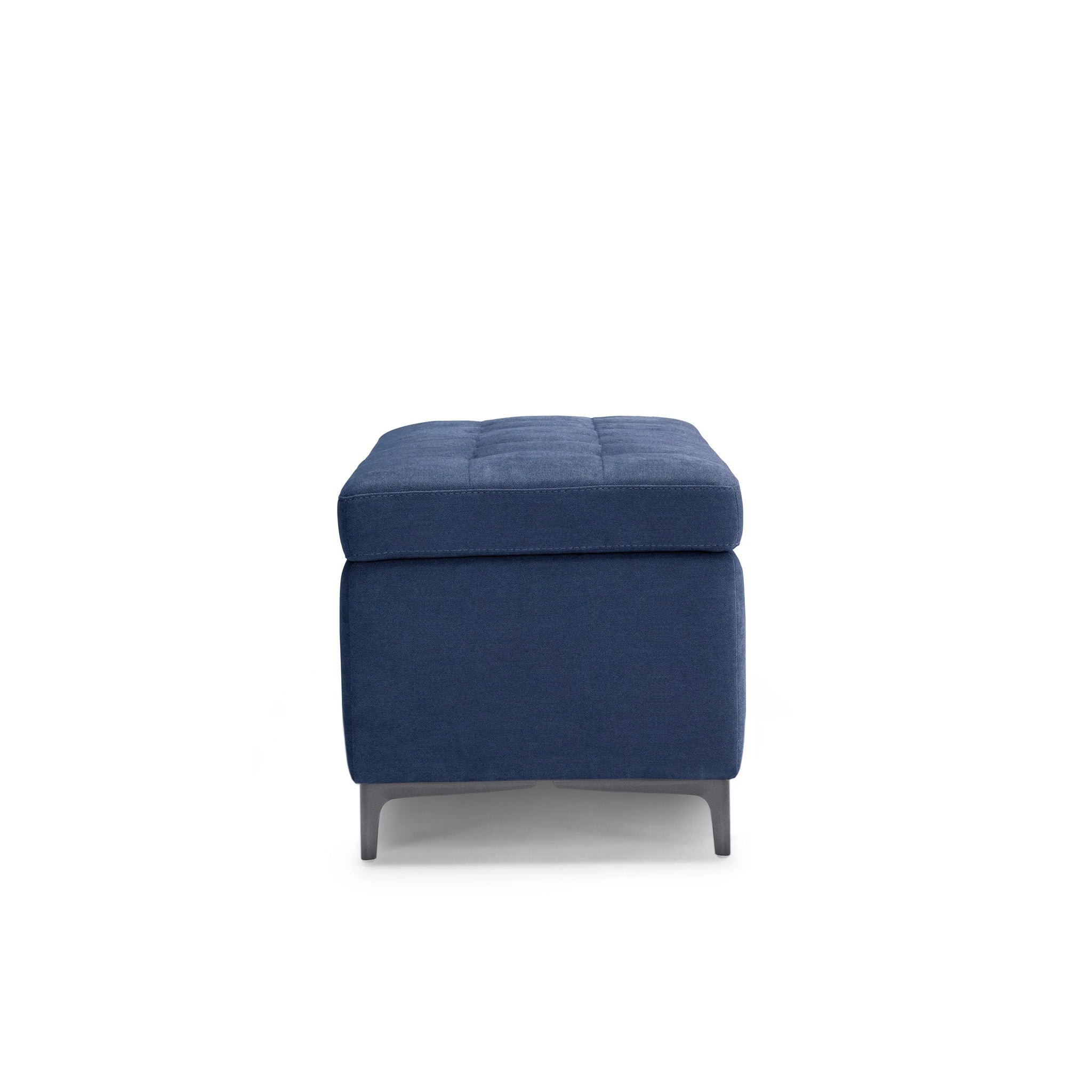 Banc CORBARA 110x50 cm rangement Made in Italy matelassé en tissu chenille bleu