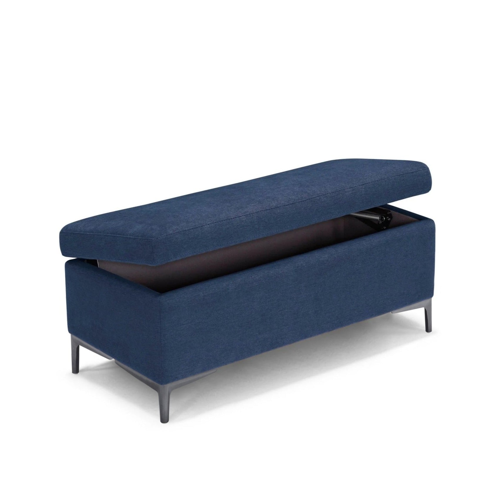 Banc AVIGLIANA 110x50 cm rangement Made in Italy en tissu chenille bleu