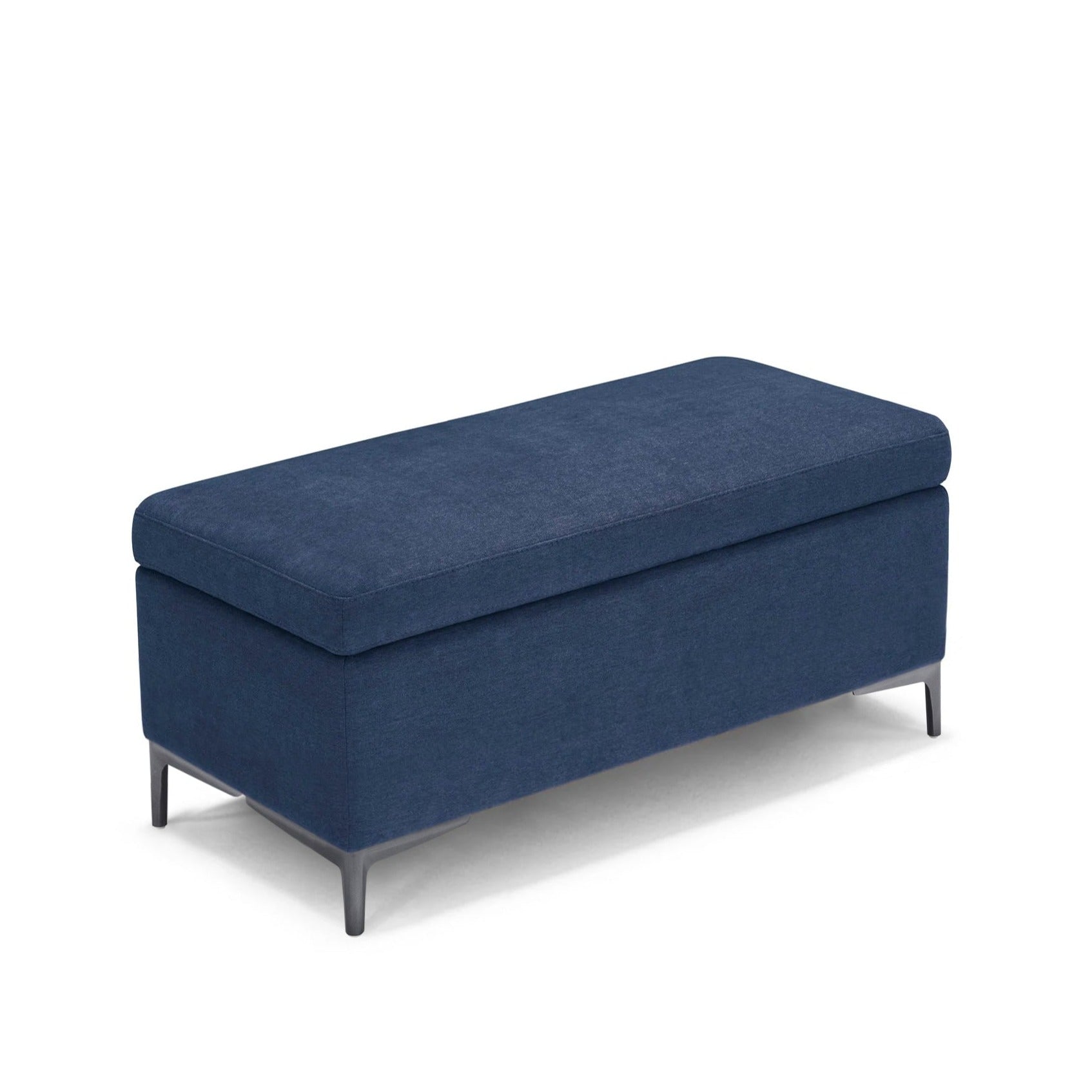 Banc AVIGLIANA 110x50 cm rangement Made in Italy en tissu chenille bleu