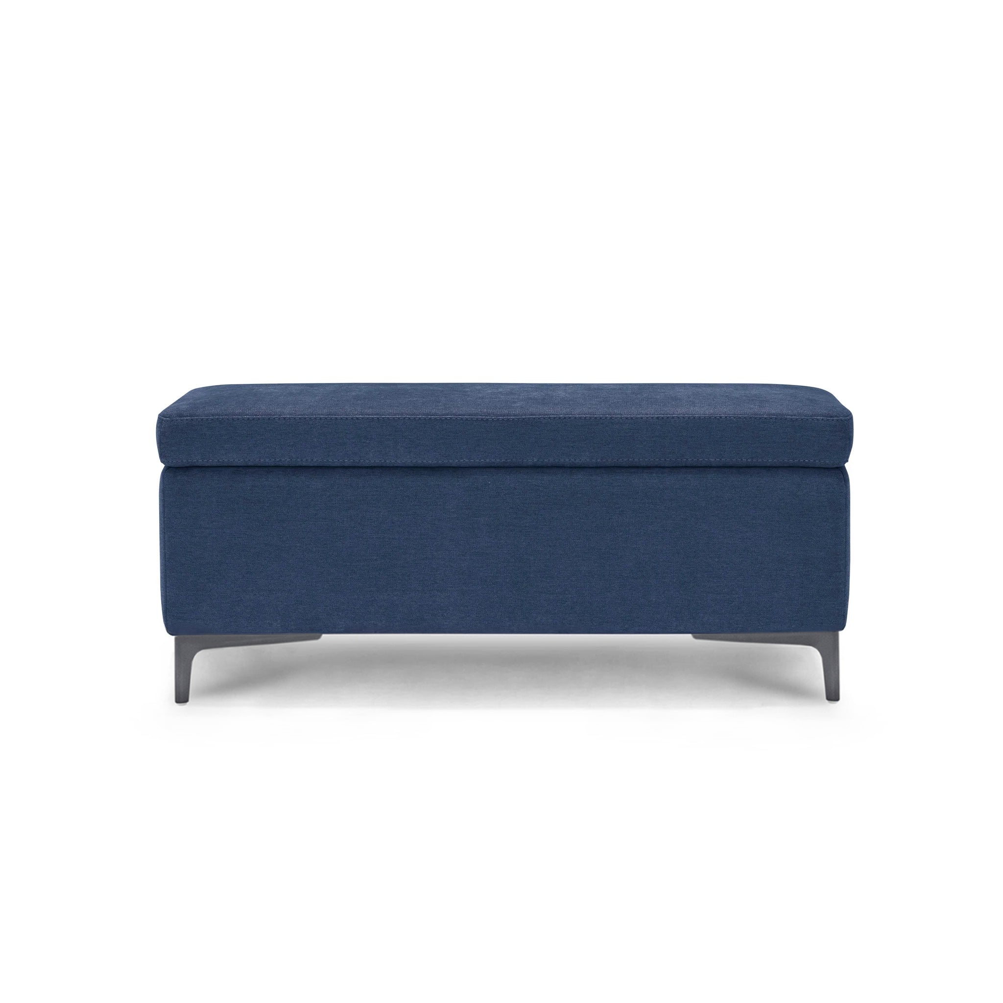 Banc AVIGLIANA 110x50 cm rangement Made in Italy en tissu chenille bleu