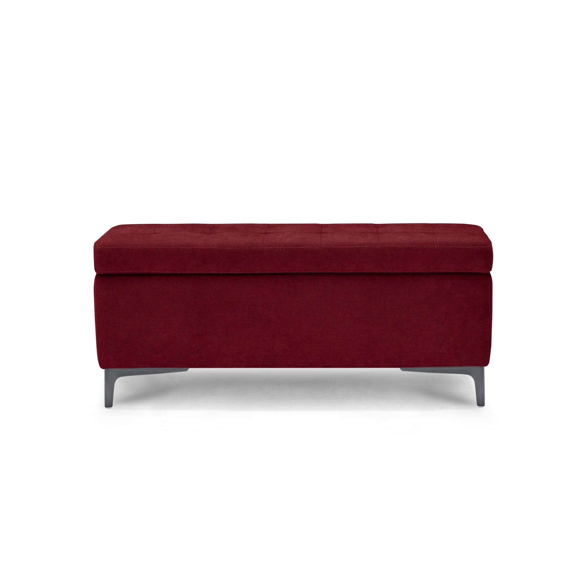 Banc CORBARA 110x50 cm rangement Made in Italy matelassé en tissu chenille bordeaux