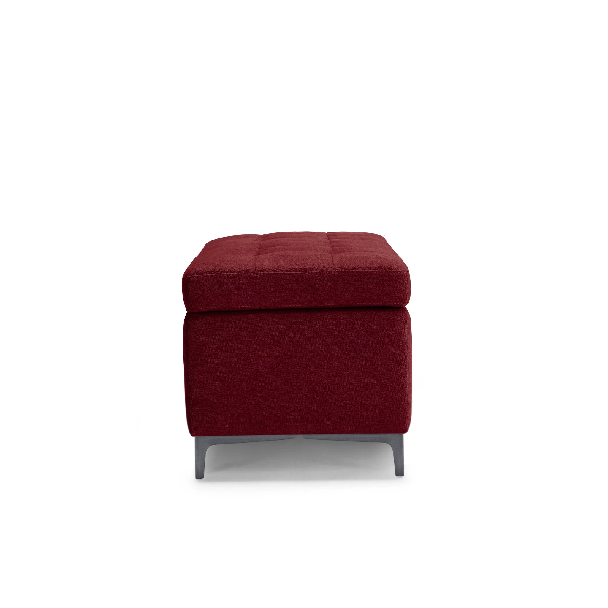 Banc CORBARA 110x50 cm rangement Made in Italy matelassé en tissu chenille bordeaux