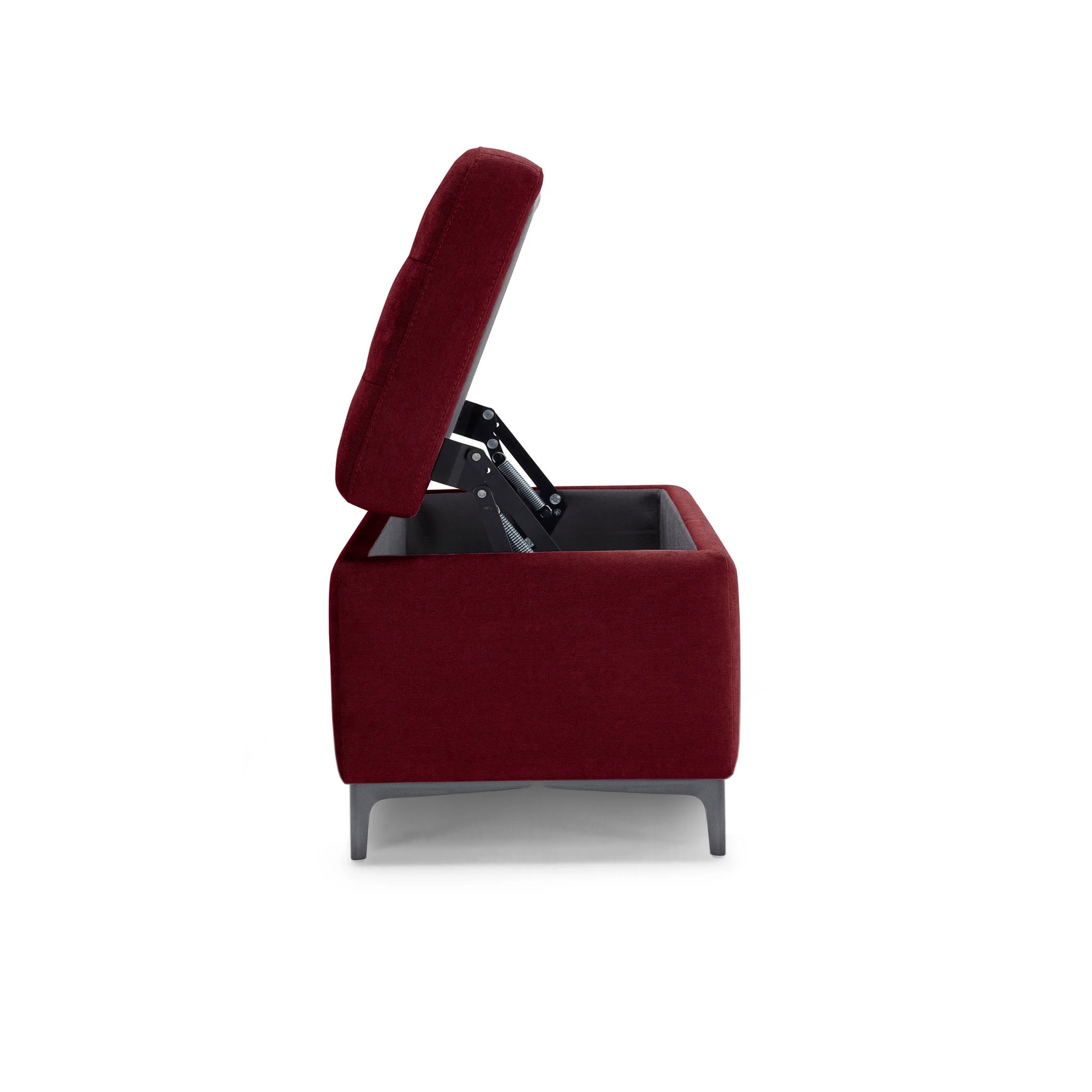 Banc CORBARA 110x50 cm rangement Made in Italy matelassé en tissu chenille bordeaux