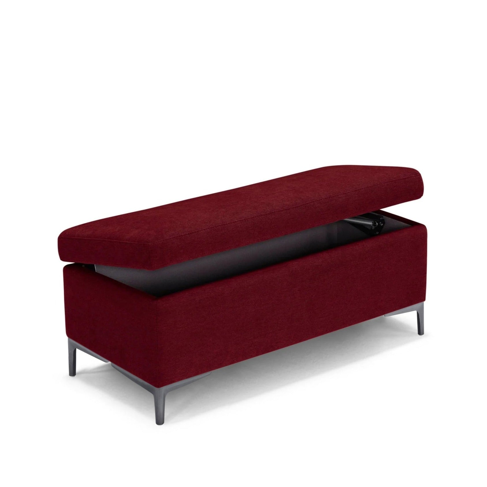 Banc AVIGLIANA 110x50 cm rangement Made in Italy en tissu chenille bordeaux