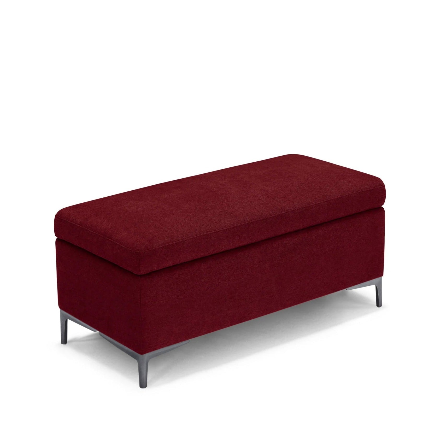 Banc AVIGLIANA 110x50 cm rangement Made in Italy en tissu chenille bordeaux