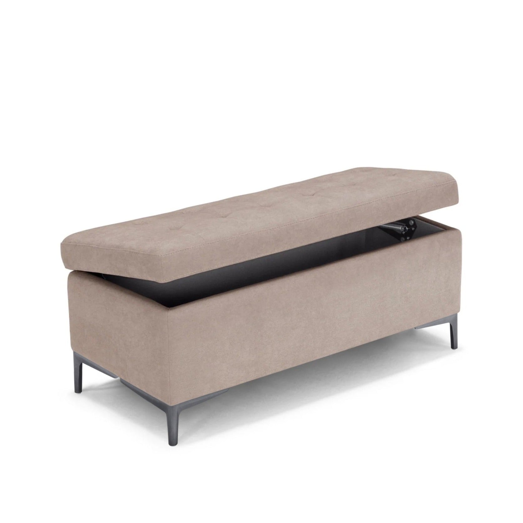 Banc CORBARA 110x50 cm rangement Made in Italy matelassé en tissu chenille camel