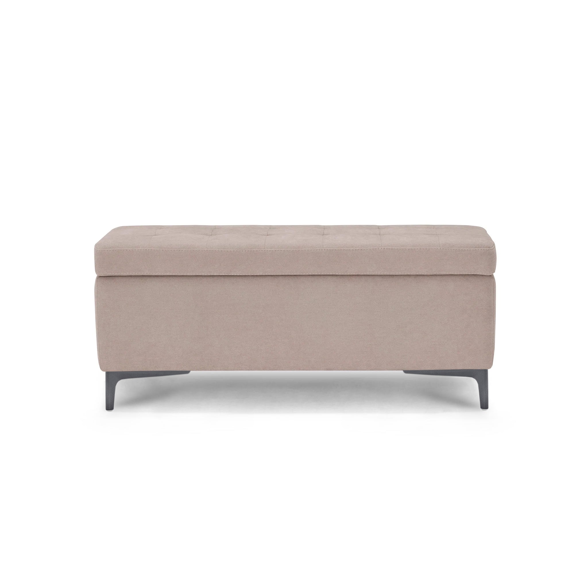 Banc CORBARA 110x50 cm rangement Made in Italy matelassé en tissu chenille camel