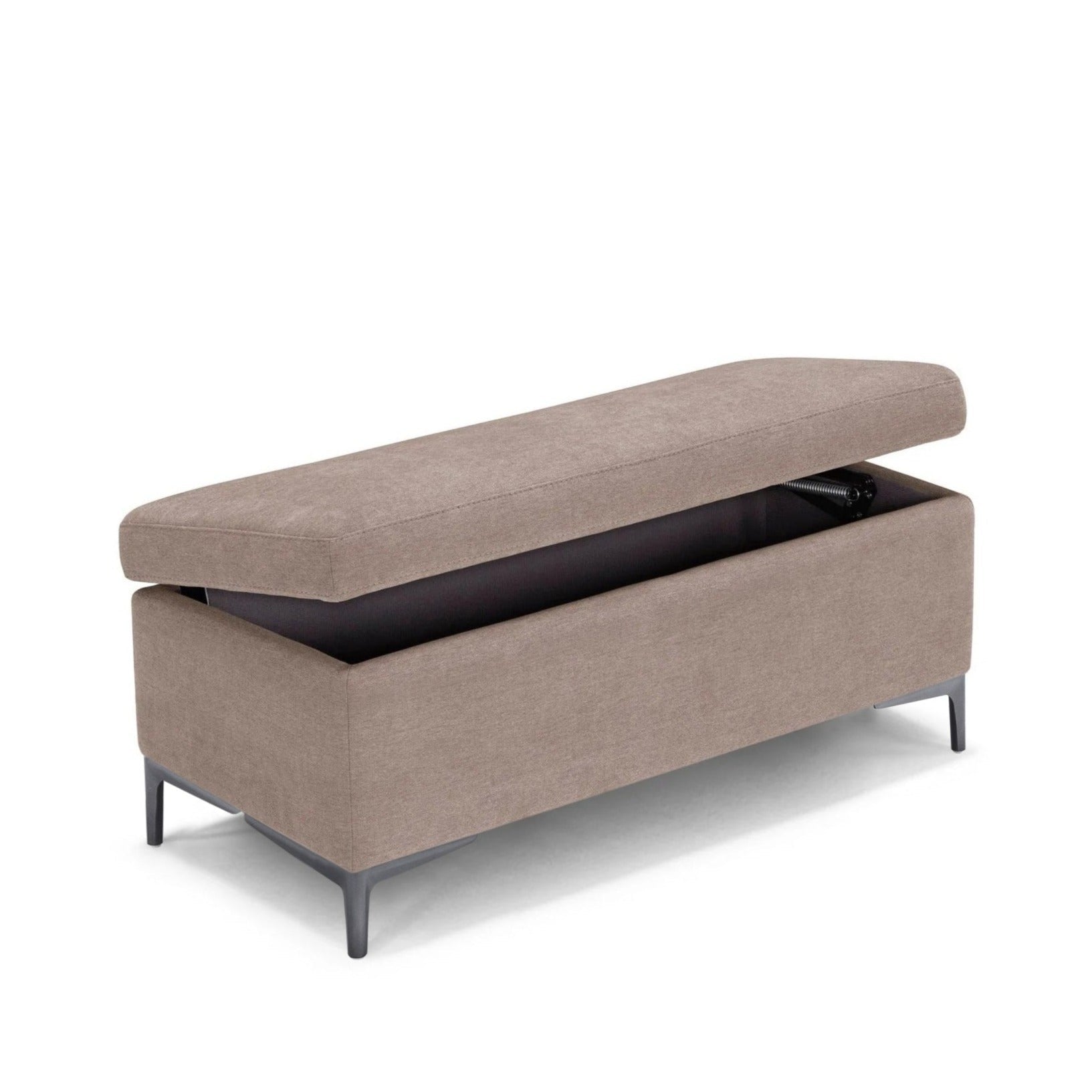 Banc AVIGLIANA 110x50 cm rangement Made in Italy en tissu chenille camel