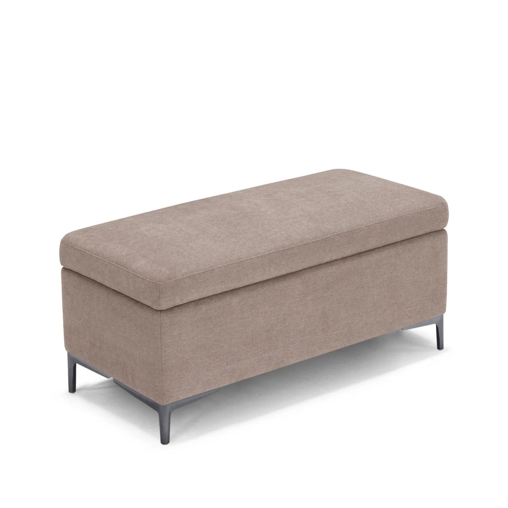 Banc AVIGLIANA 110x50 cm rangement Made in Italy en tissu chenille camel