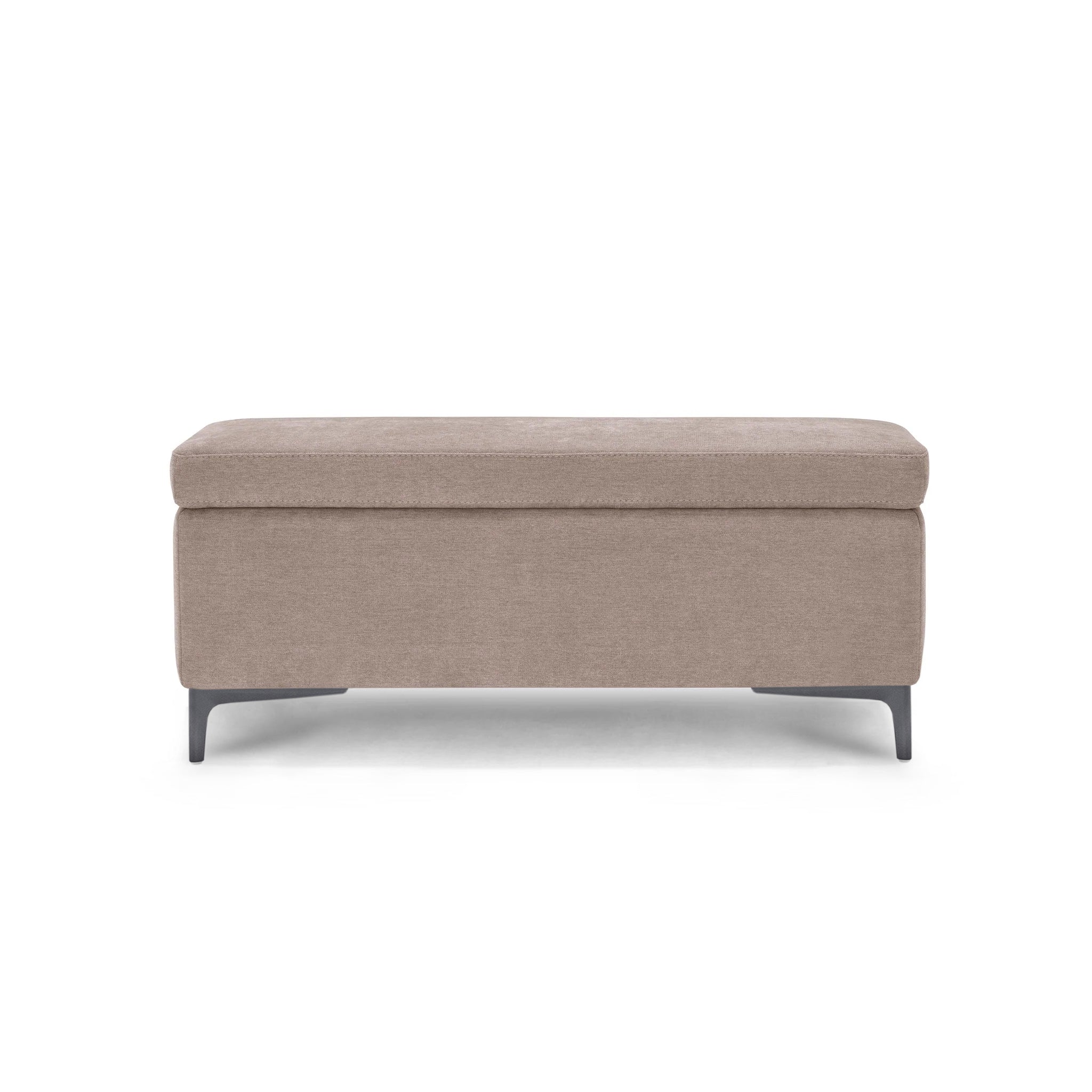 Banc AVIGLIANA 110x50 cm rangement Made in Italy en tissu chenille camel
