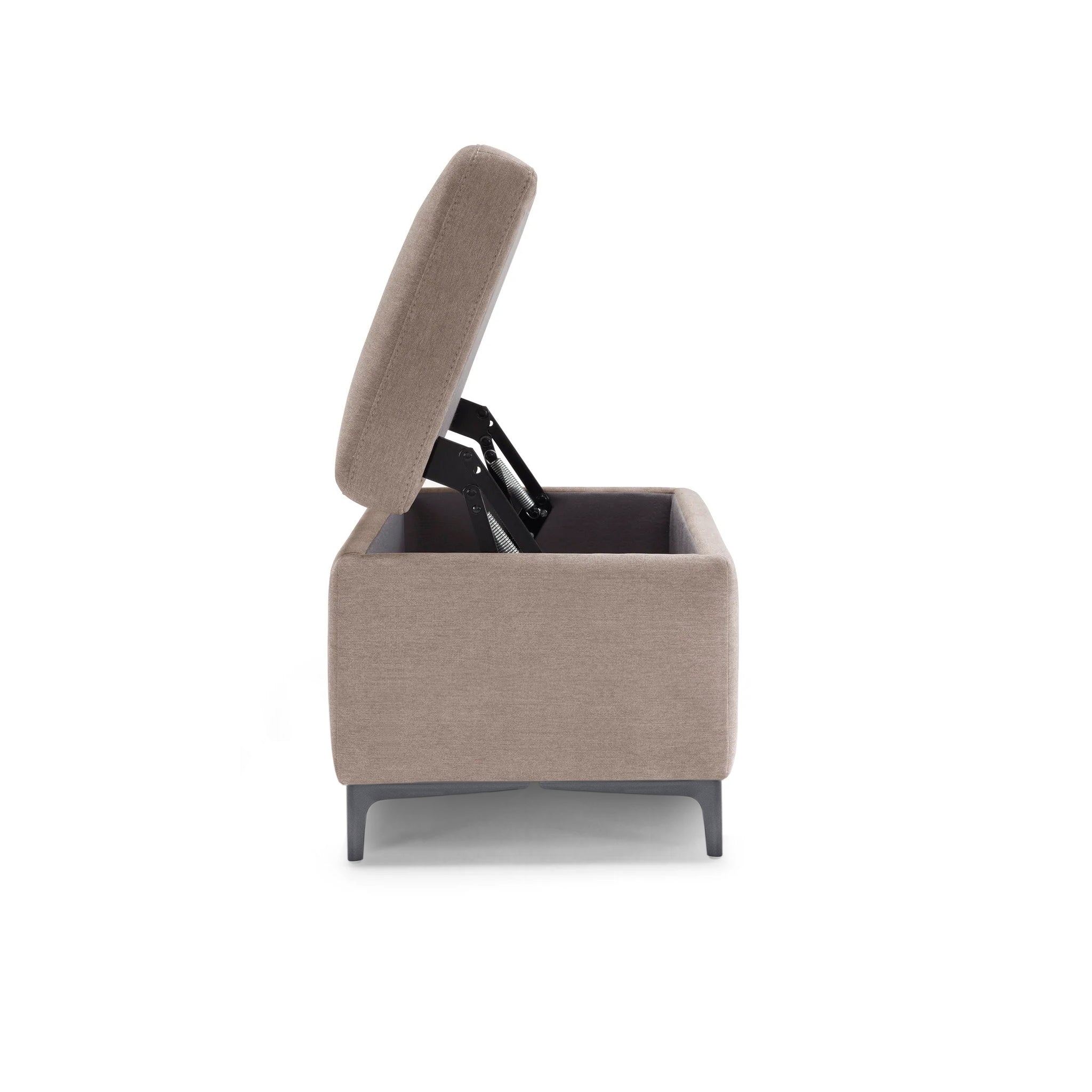 Banc AVIGLIANA 110x50 cm rangement Made in Italy en tissu chenille camel