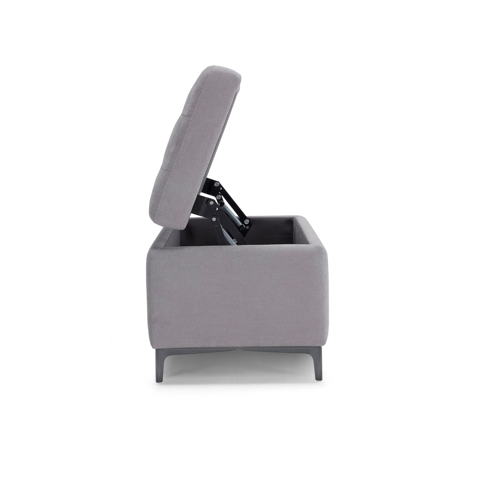 Banc CORBARA 110x50 cm rangement Made in Italy matelassé en tissu chenille gris clair