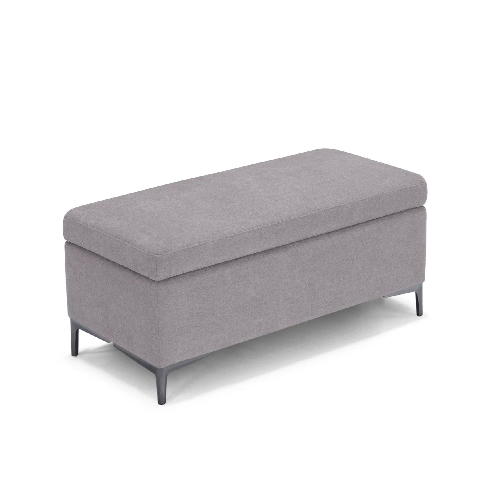 Banc AVIGLIANA 110x50 cm rangement Made in Italy en tissu chenille gris clair