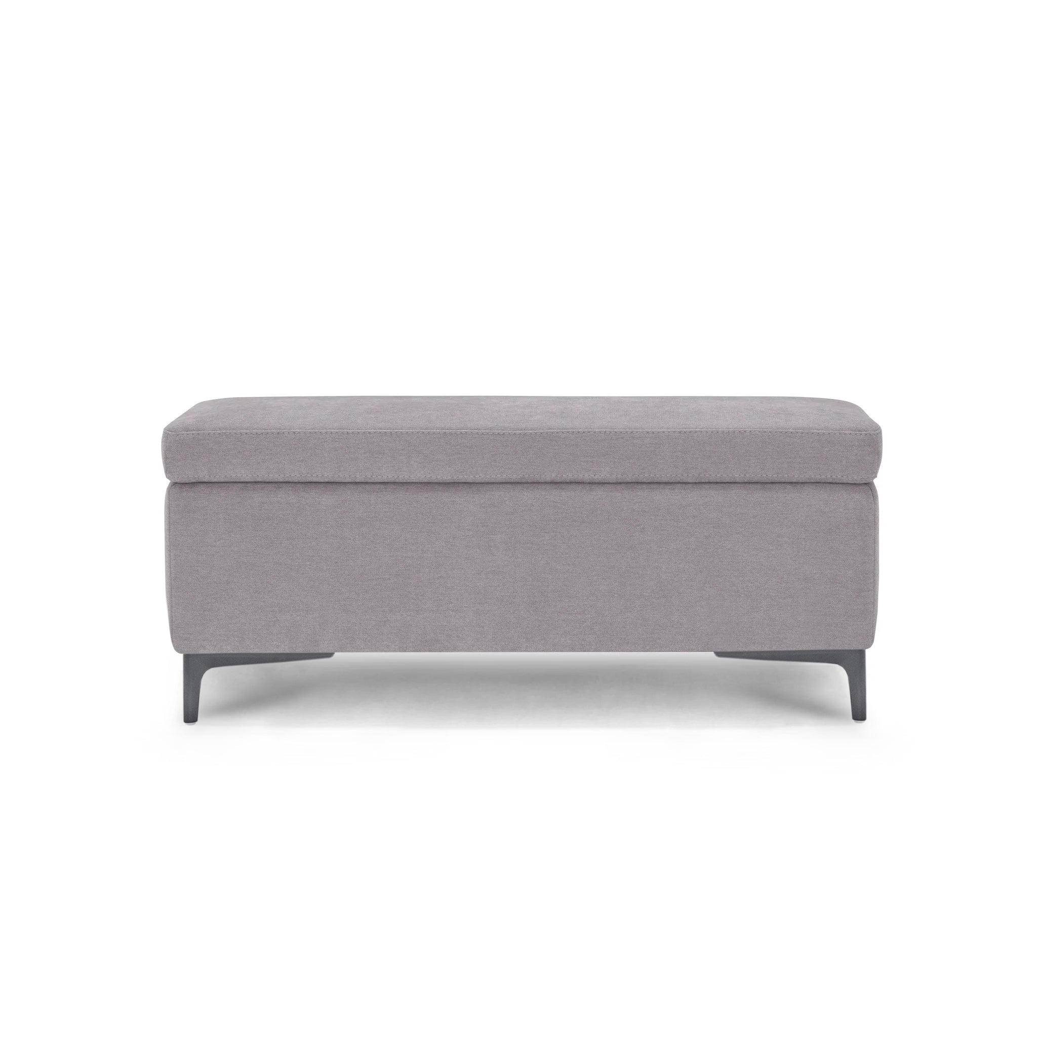 Banc AVIGLIANA 110x50 cm rangement Made in Italy en tissu chenille gris clair