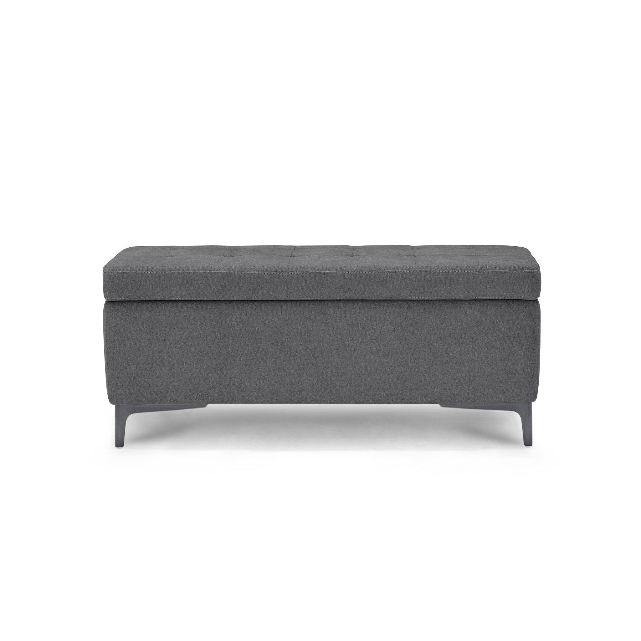 Banc CORBARA 110x50 cm rangement Made in Italy matelassé en tissu chenille gris foncé