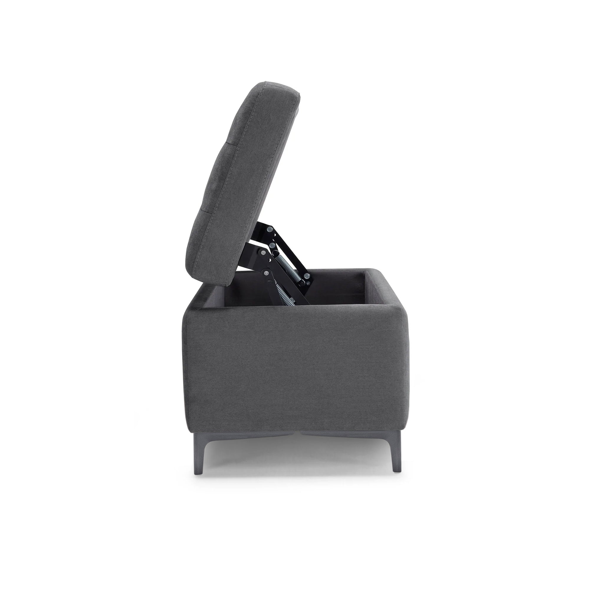 Banc CORBARA 110x50 cm rangement Made in Italy matelassé en tissu chenille gris foncé