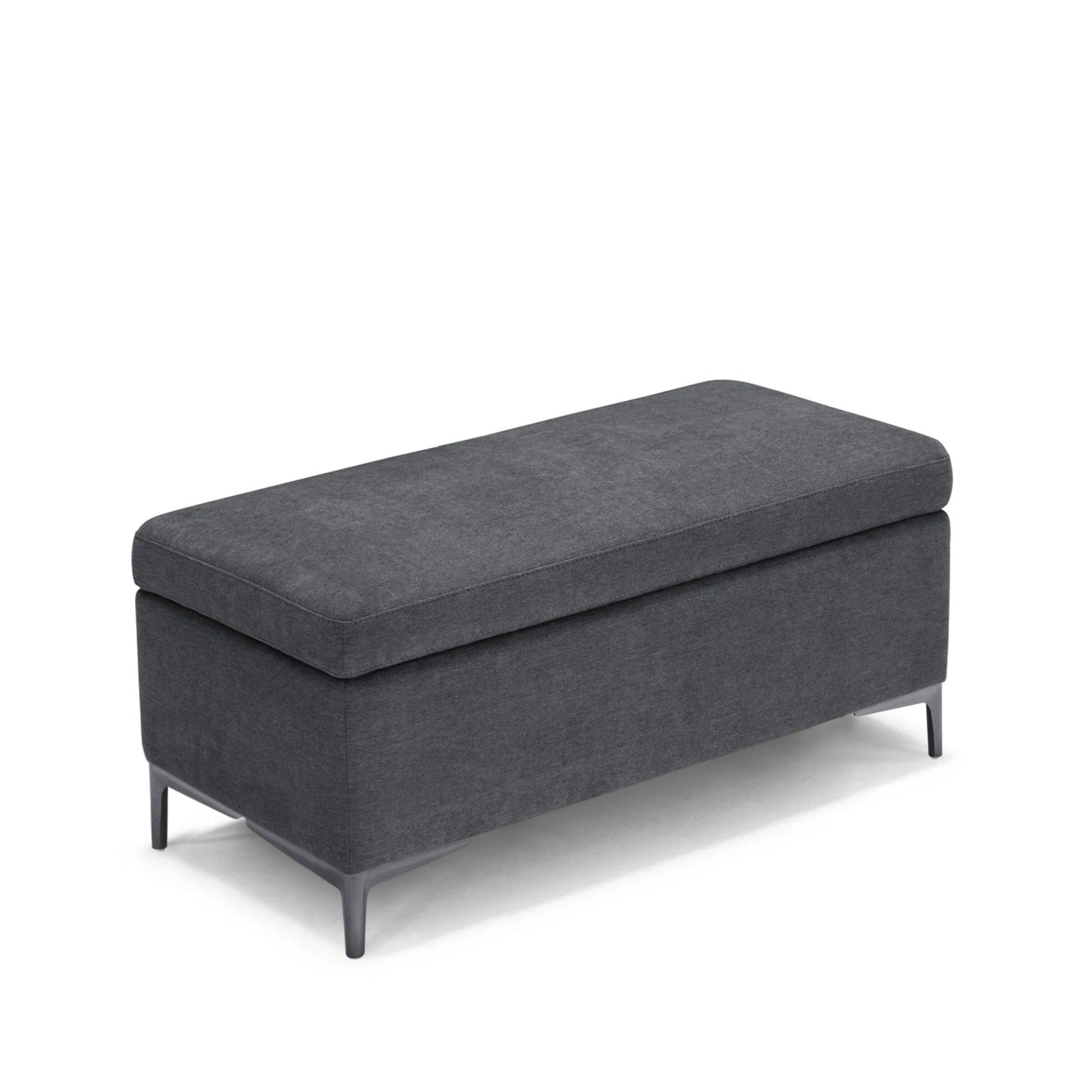 Banc AVIGLIANA 110x50 cm rangement Made in Italy en tissu chenille gris foncé