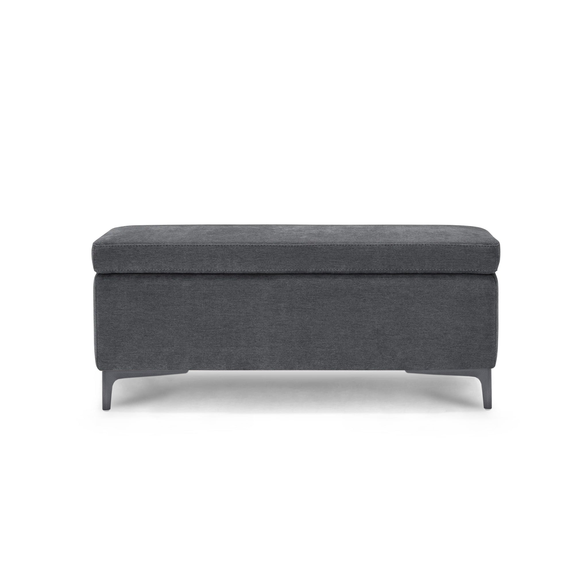 Banc AVIGLIANA 110x50 cm rangement Made in Italy en tissu chenille gris foncé