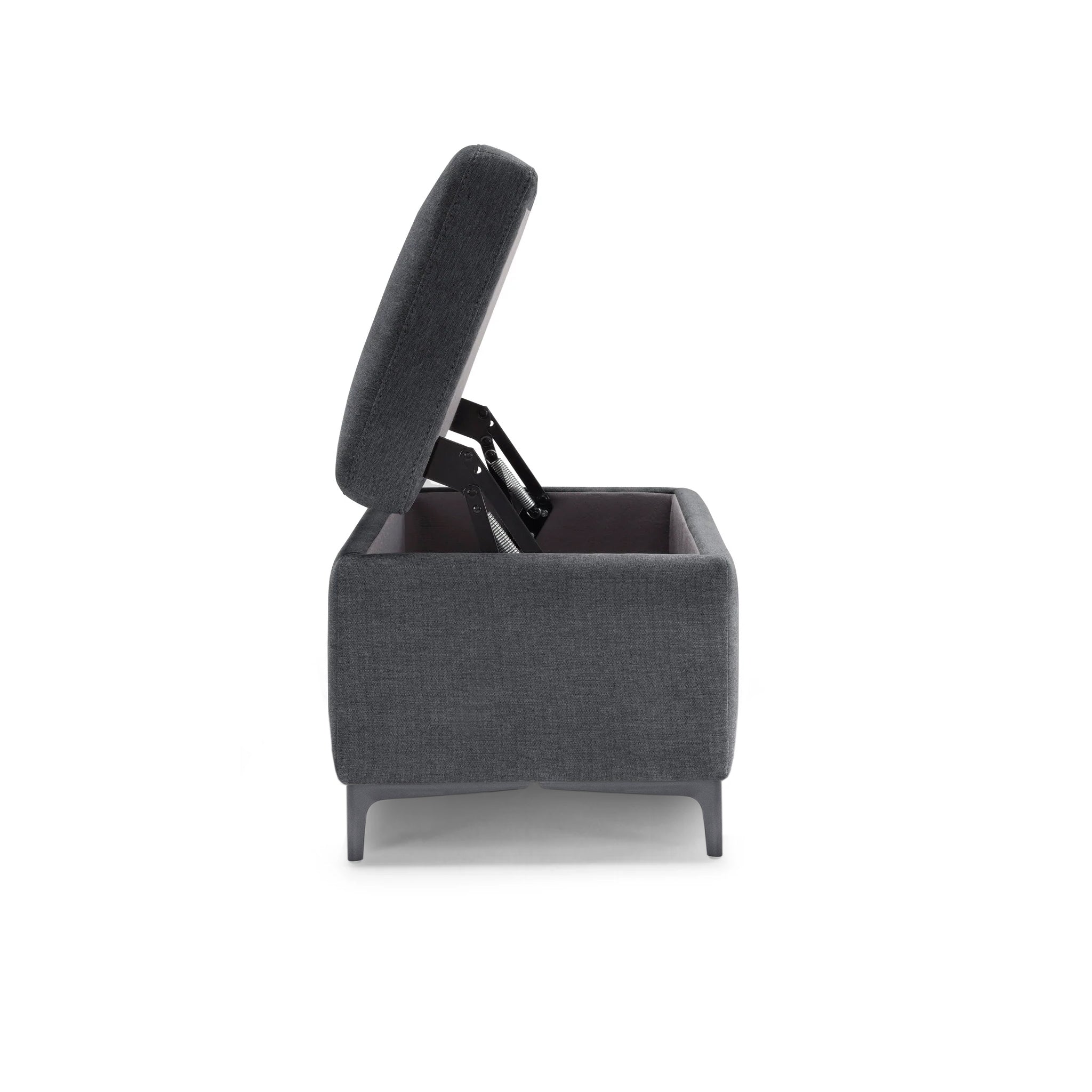 Banc AVIGLIANA 110x50 cm rangement Made in Italy en tissu chenille gris foncé